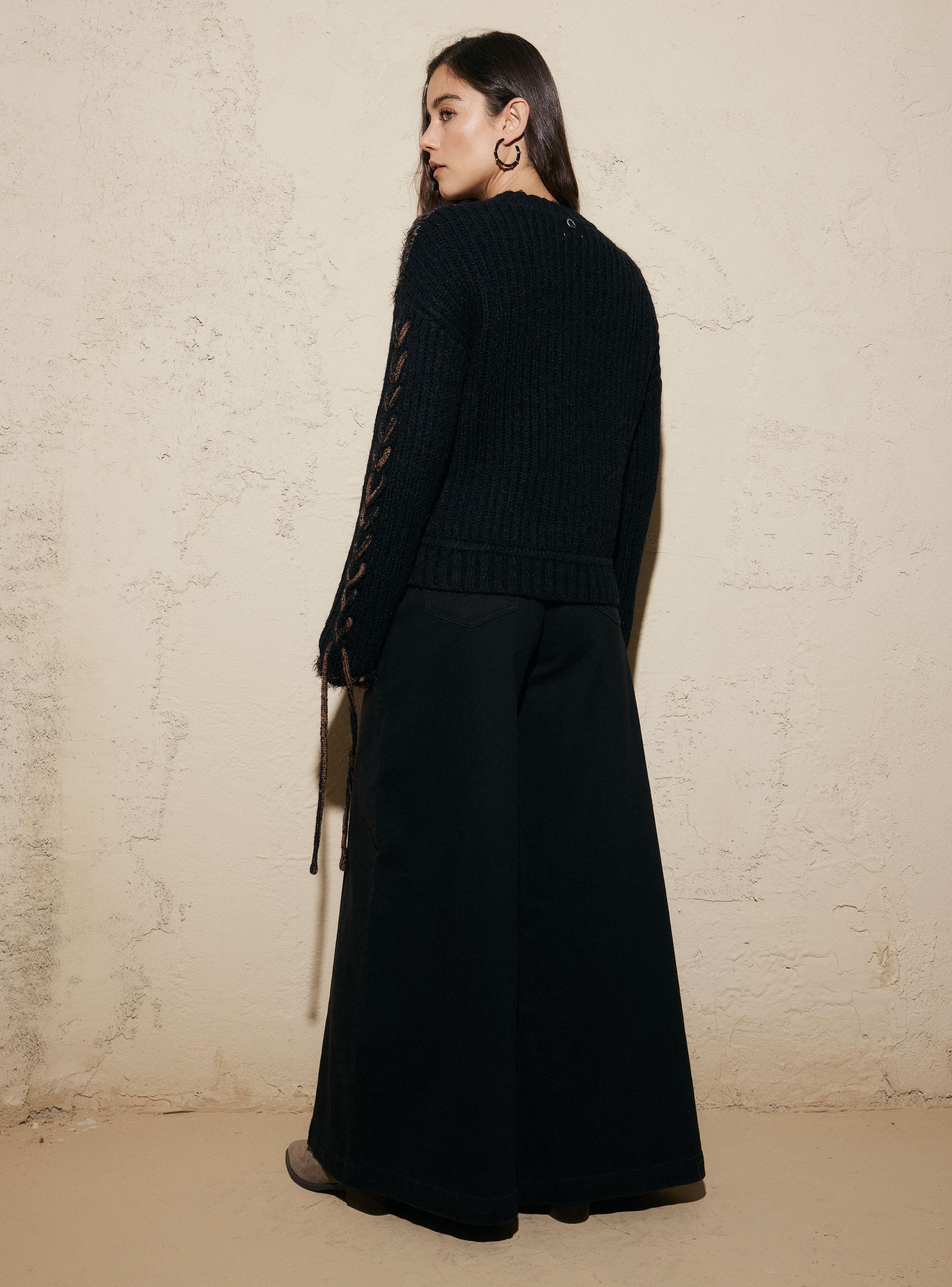 Sweater Jaspeado con Trenza Tejida en Mangas-5