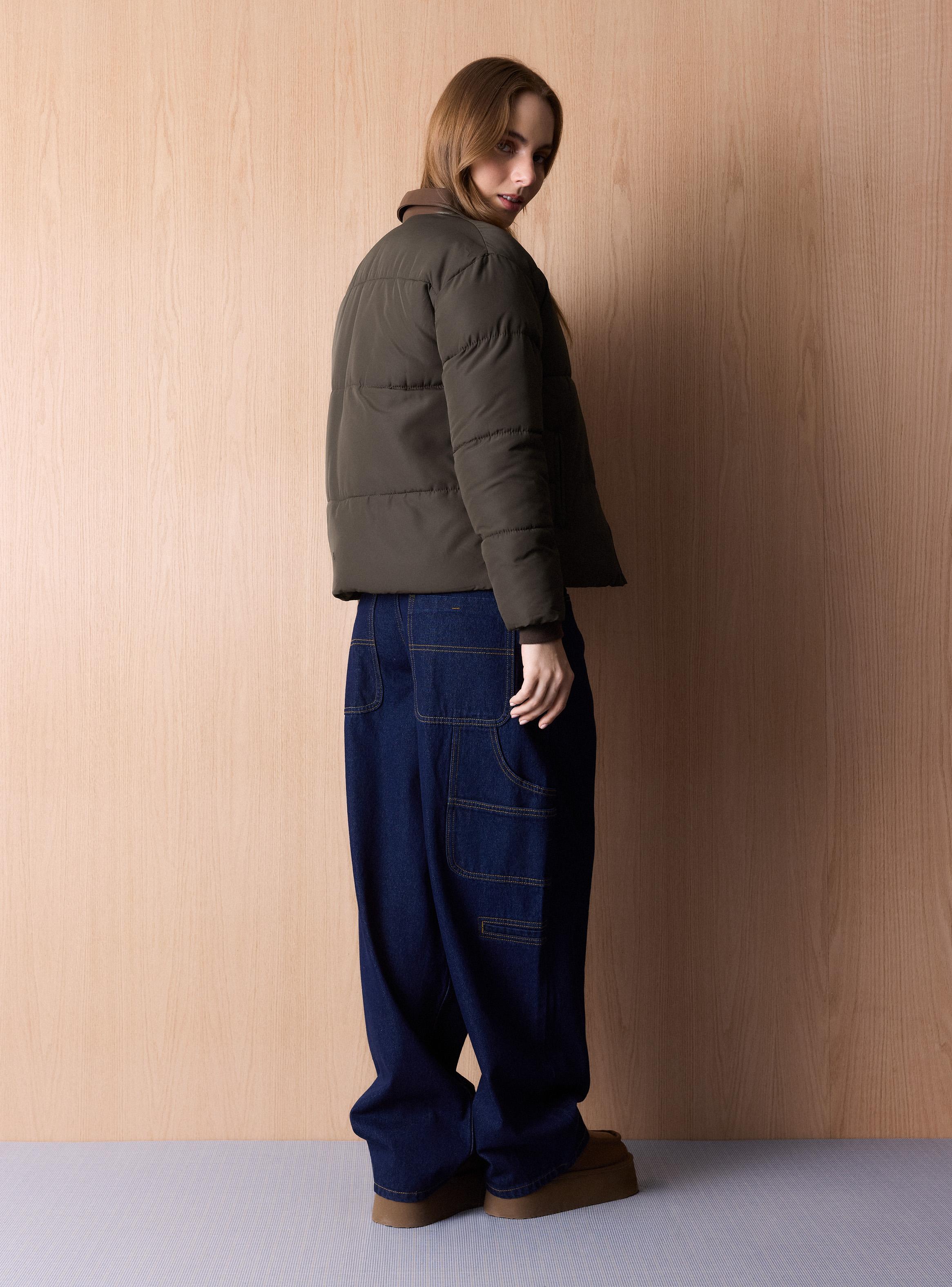 Parka Acolchada con Cuello en Contraste y Cierre-5