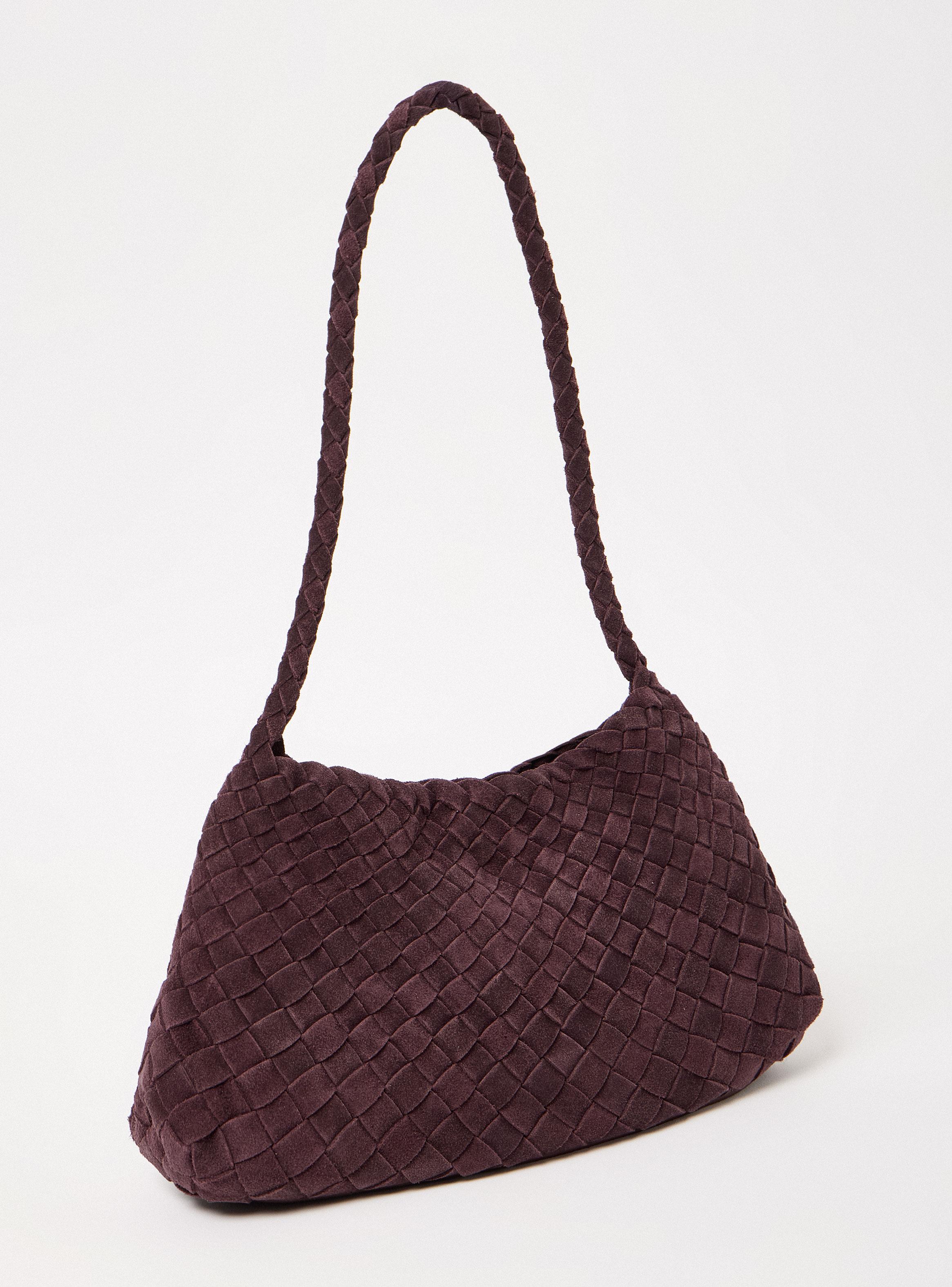 Cartera de Hombro Trenzada Cuero Grande-3