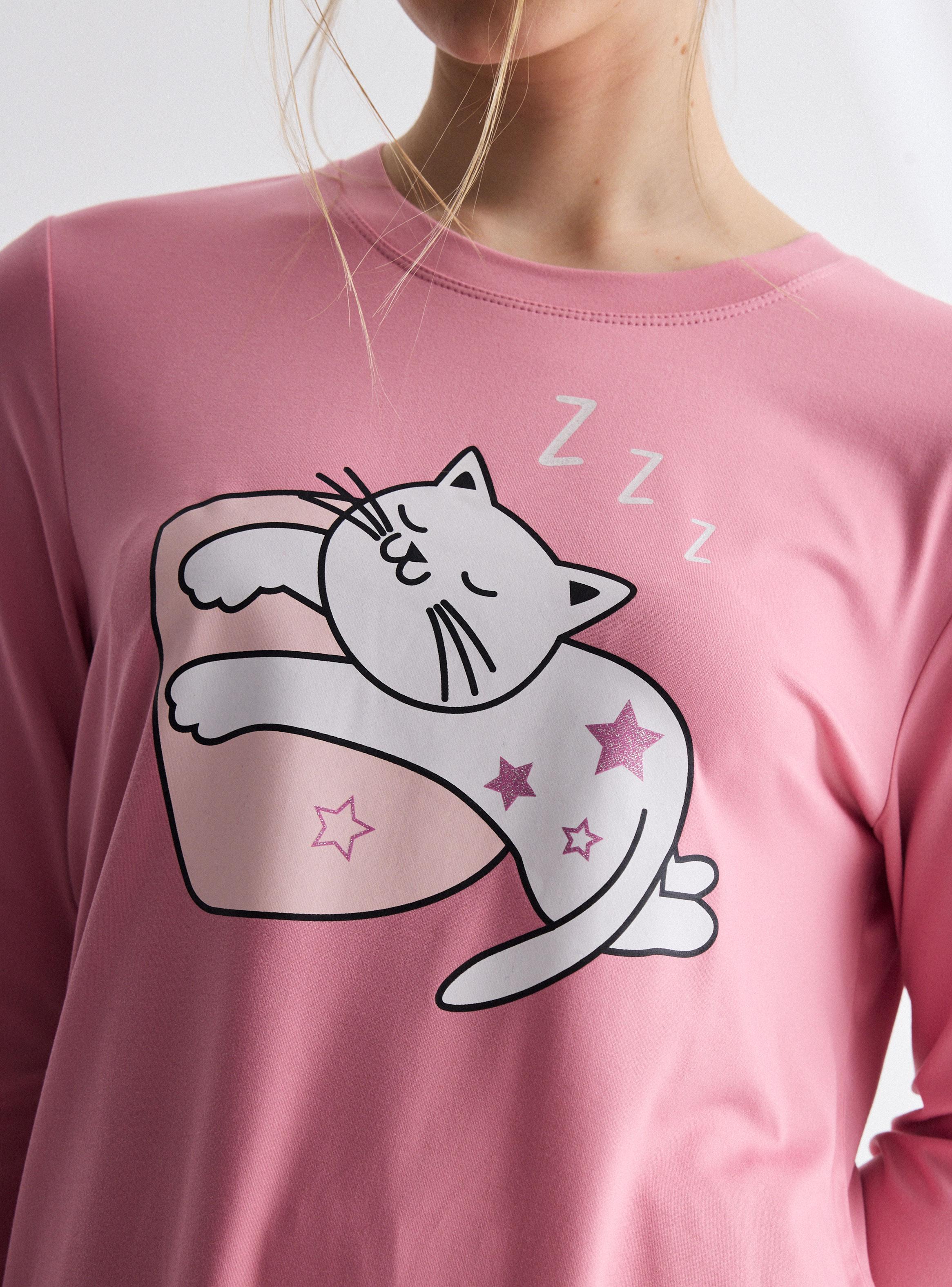 Pijama Largo Estampado Tacto Peach-2