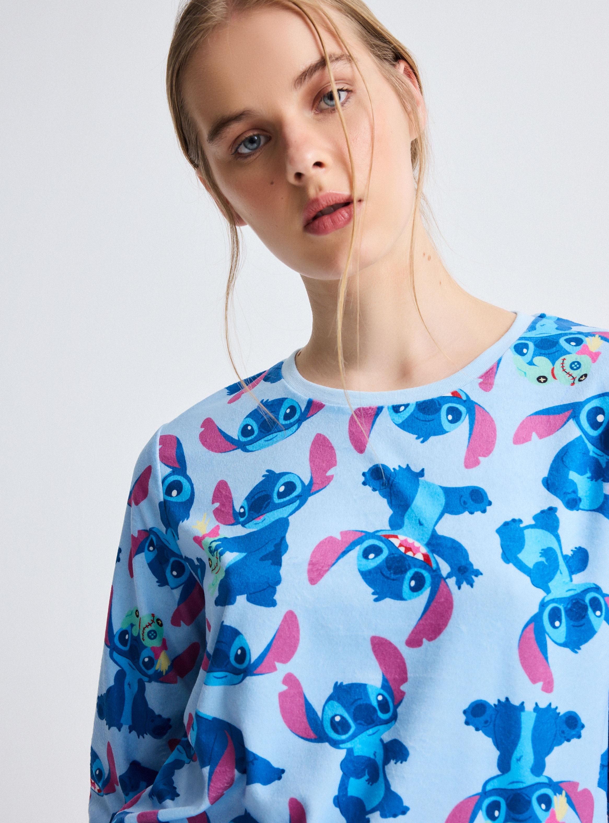 Pijama Disney Stitch Tela Velour Suave y Cálida-2