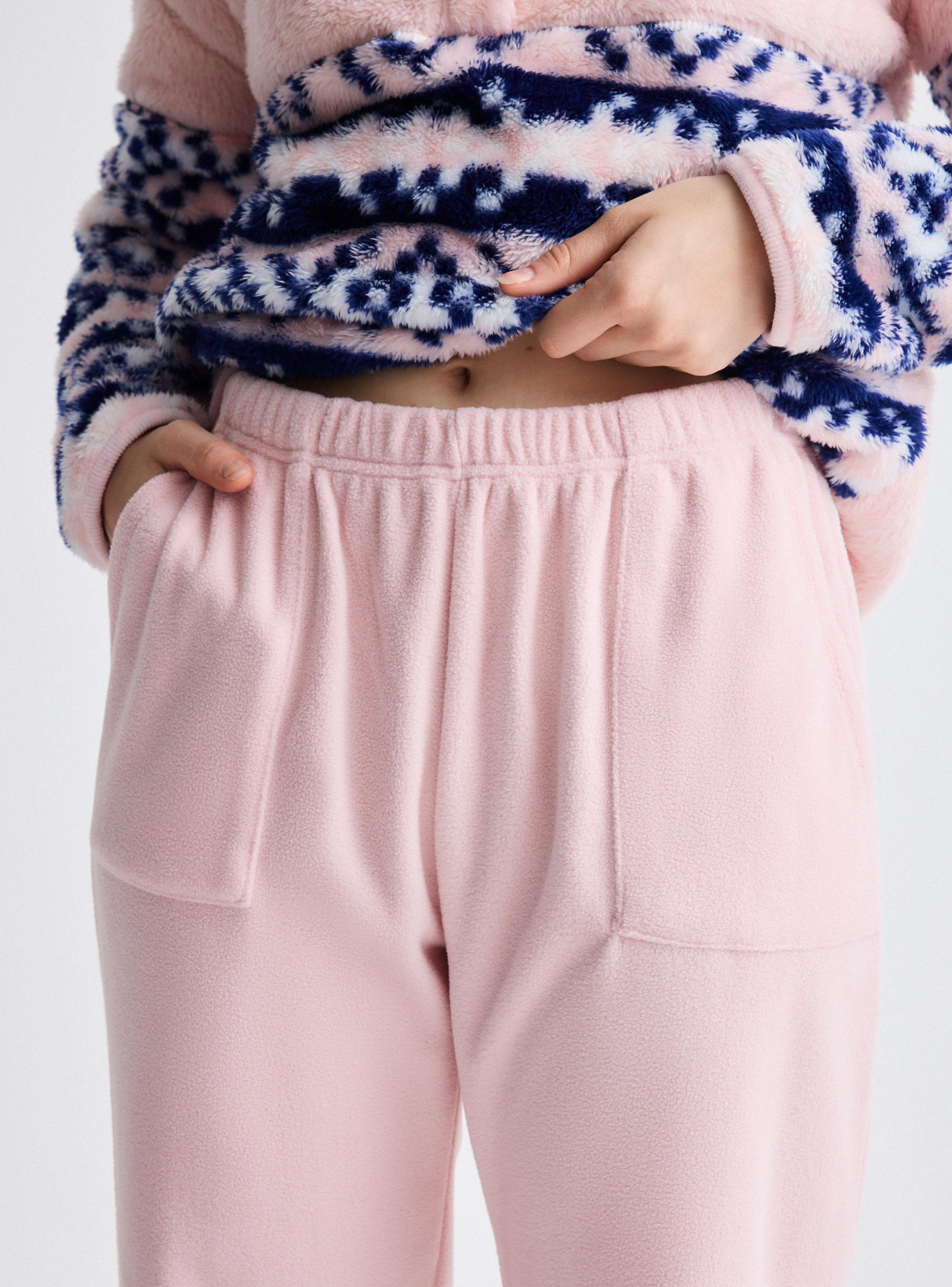 Pijama Top Sherpa Suave y Cálido Pantalón Polar-3