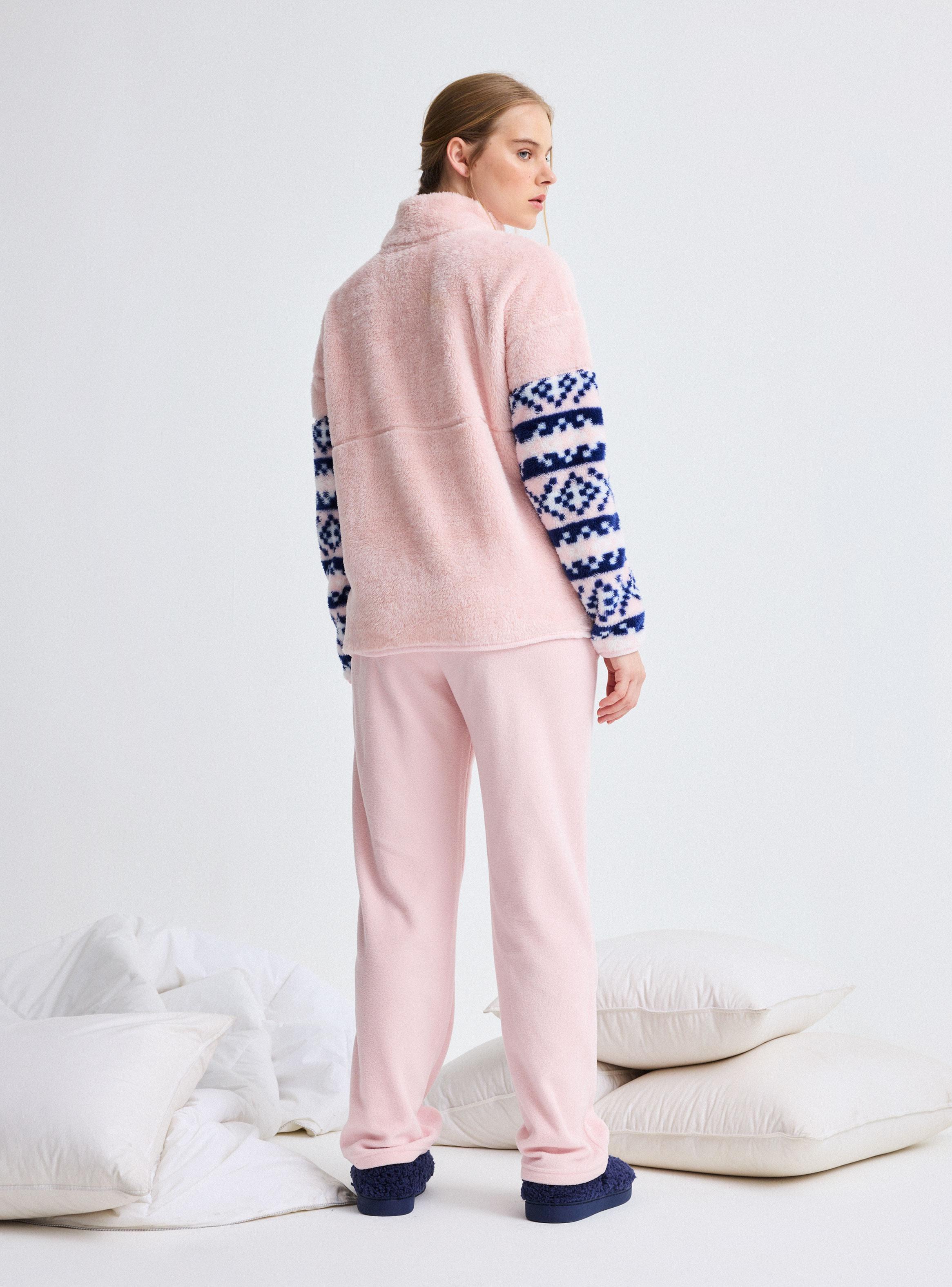 Pijama Top Sherpa Suave y Cálido Pantalón Polar-5