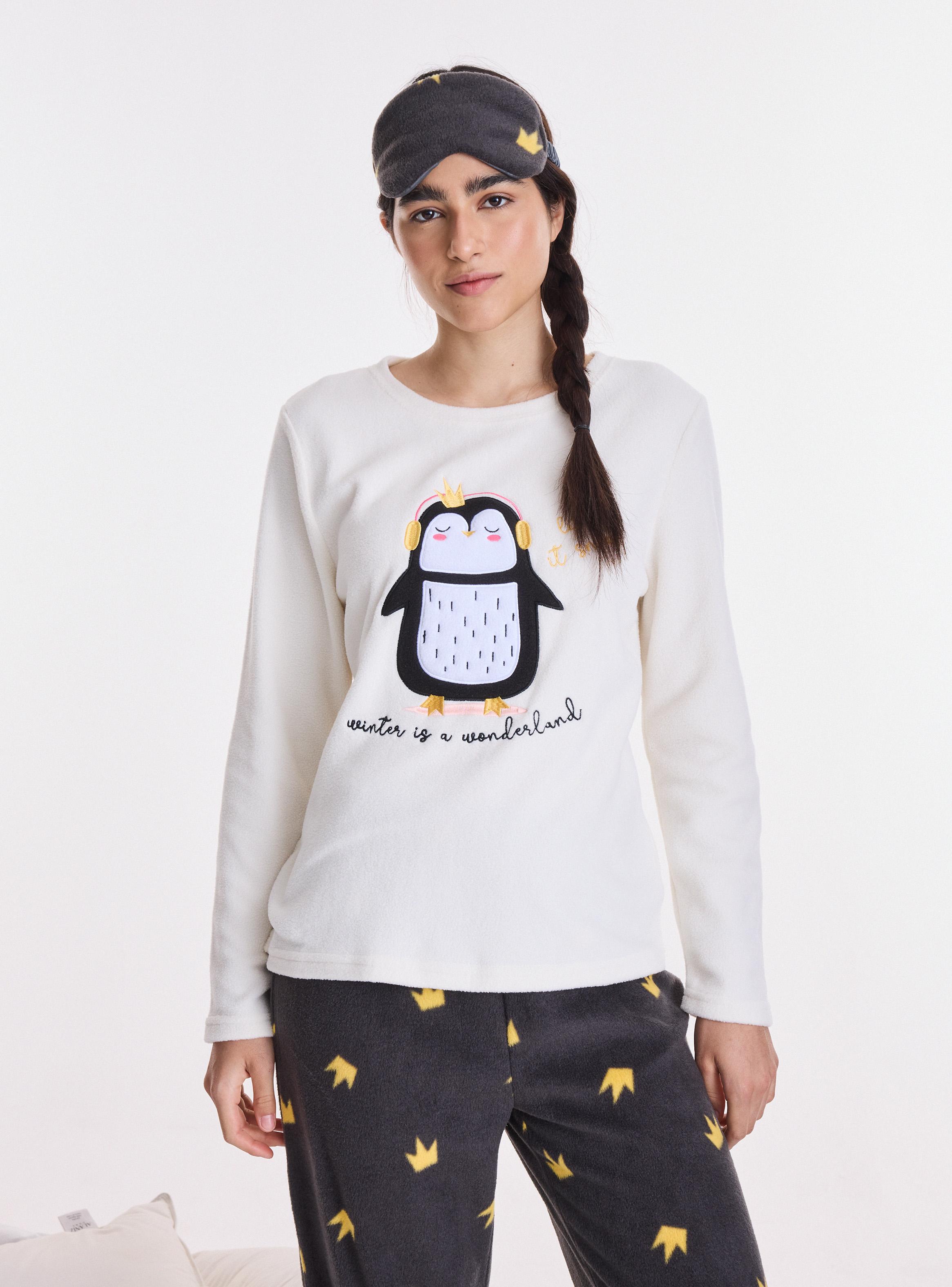 Pijama Estampado con Antifaz de Regalo Suave y Cálido-0