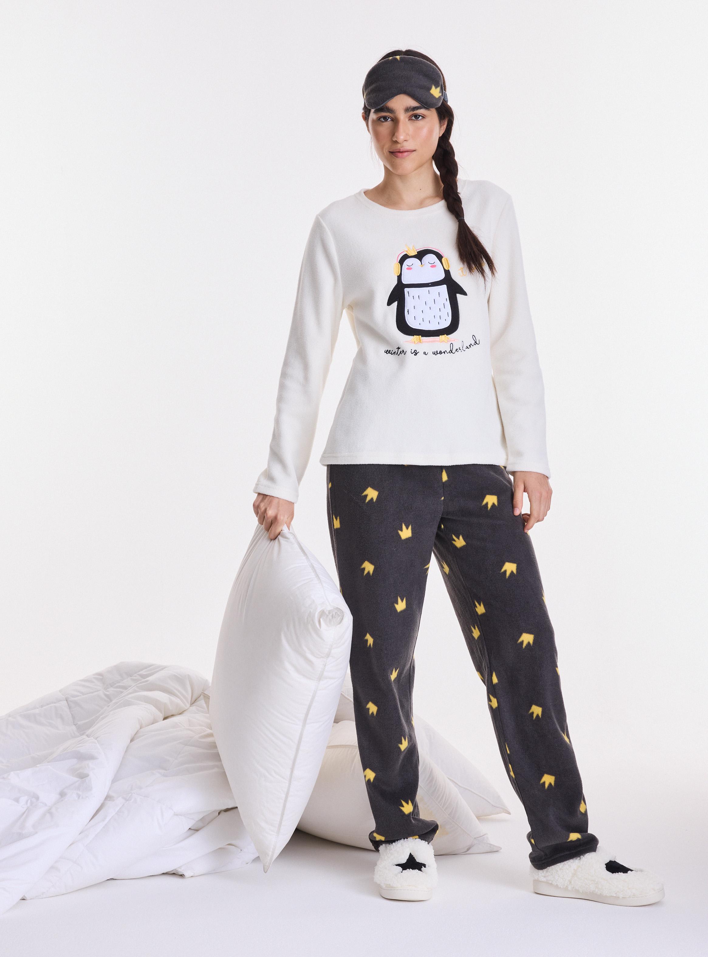 Pijama Estampado con Antifaz de Regalo Suave y Cálido-4