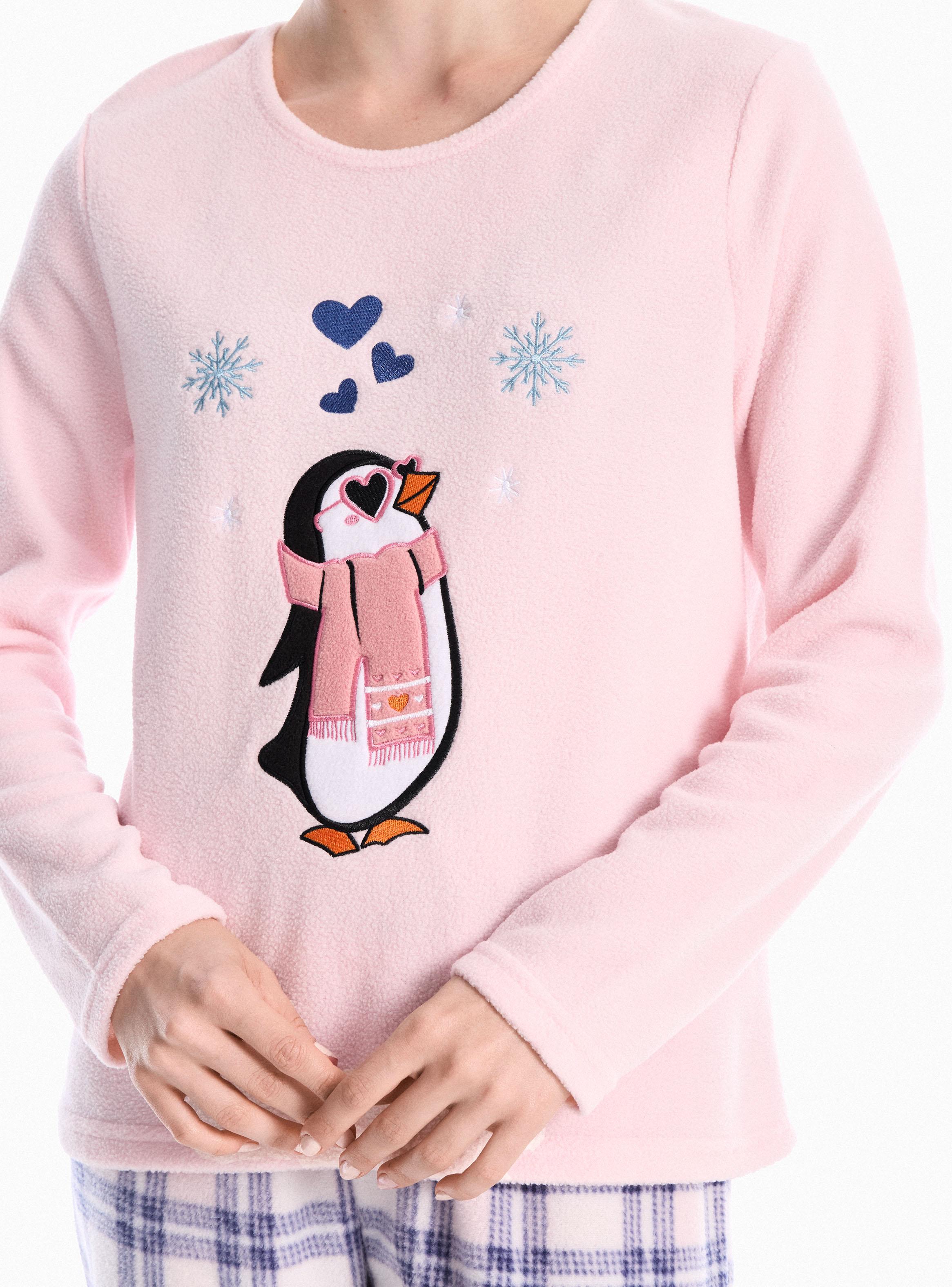 Polera Pijama Polar Suave Cálida Aplicación Bordado-2