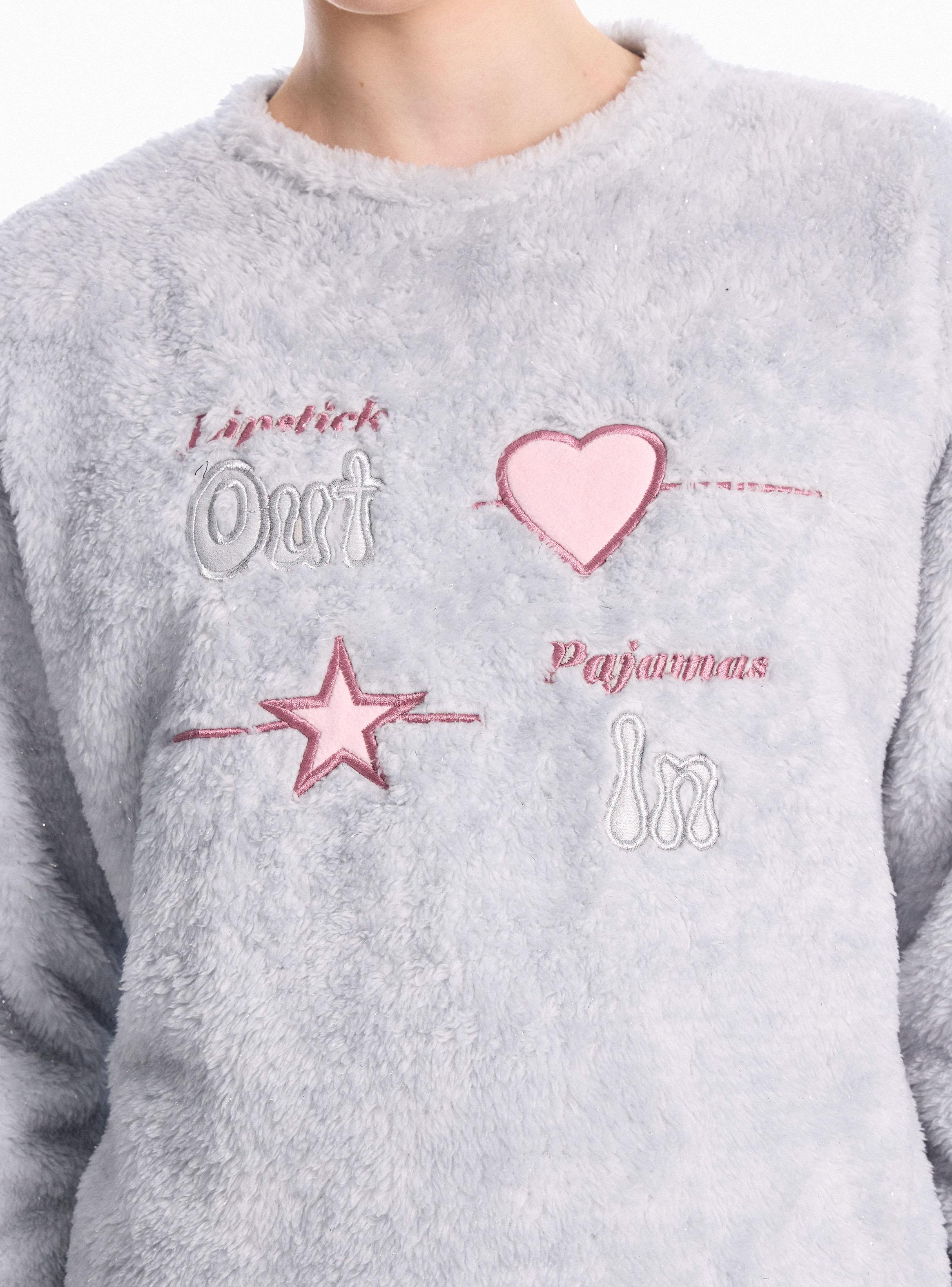 Pijama Top Coral Fleece Suave con Lurex Pantalón Polar-3