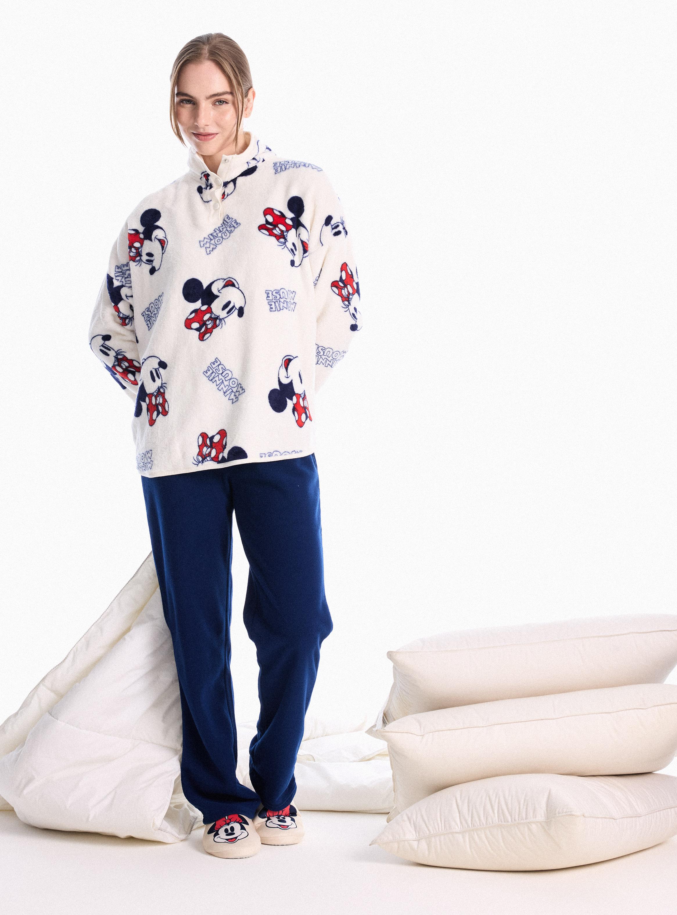 Pijama Disney Mickey Top Coral Fleece Pantalón Polar-4