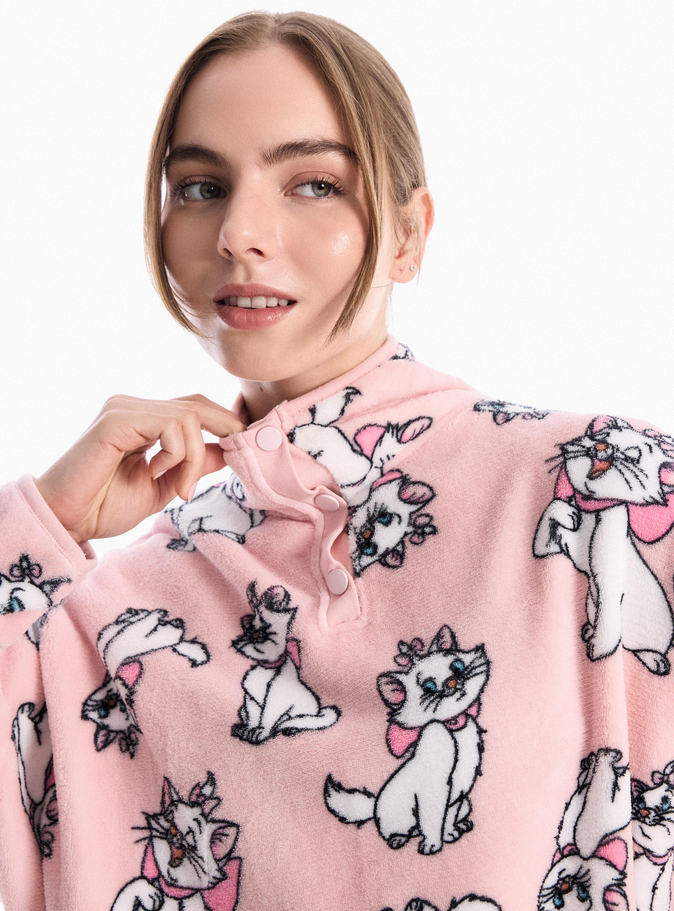 Pijama Disney Marie Top Coral Fleece Pantalón Polar-2