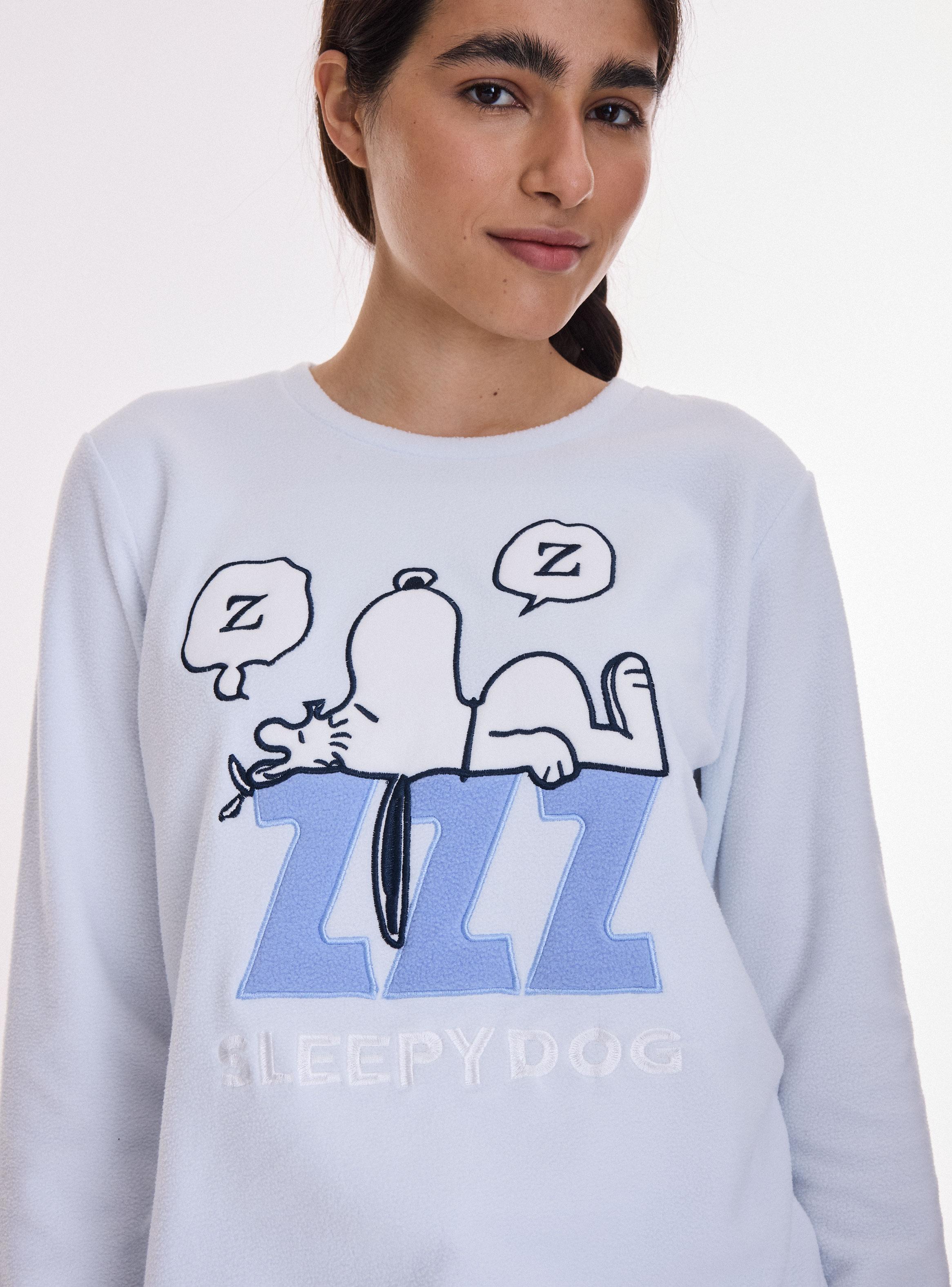 Pijama Estampado Snoopy Polar Suave y Cálida-2