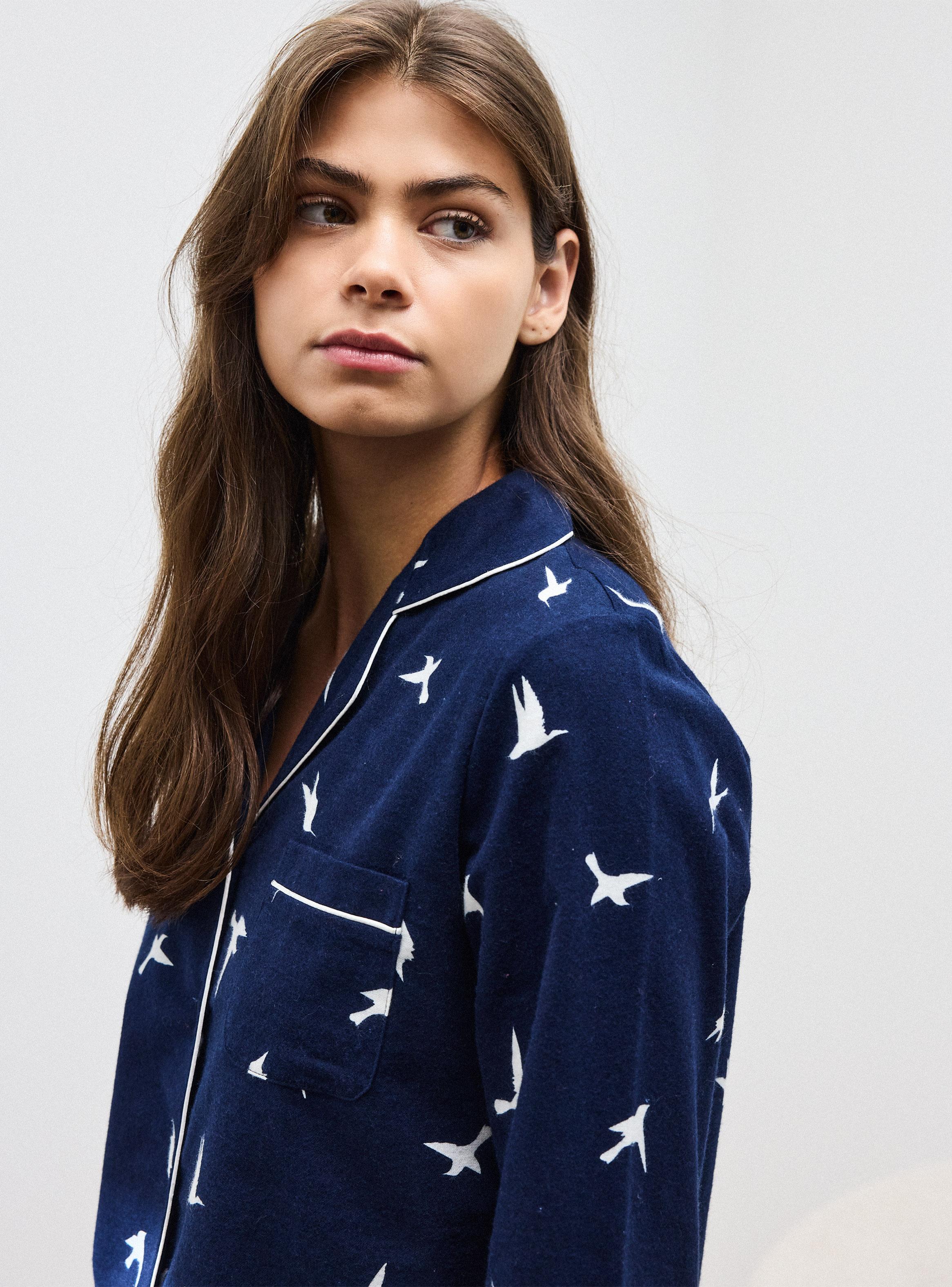 Pijama Camisero Estampado Tela Suave y Cómoda-2