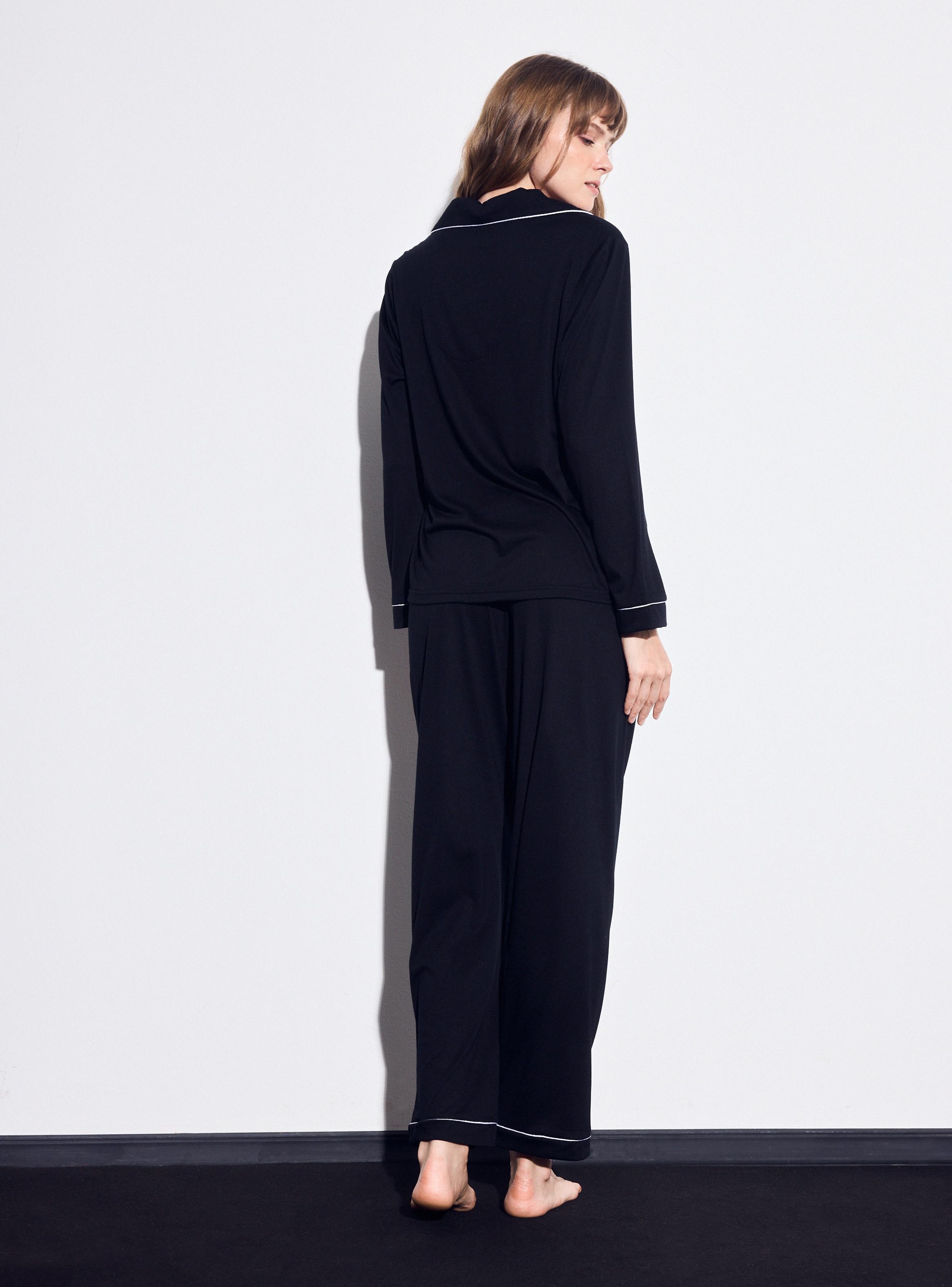 Pijama Camisero Color Sólido en Viscosa Tela Suave-5