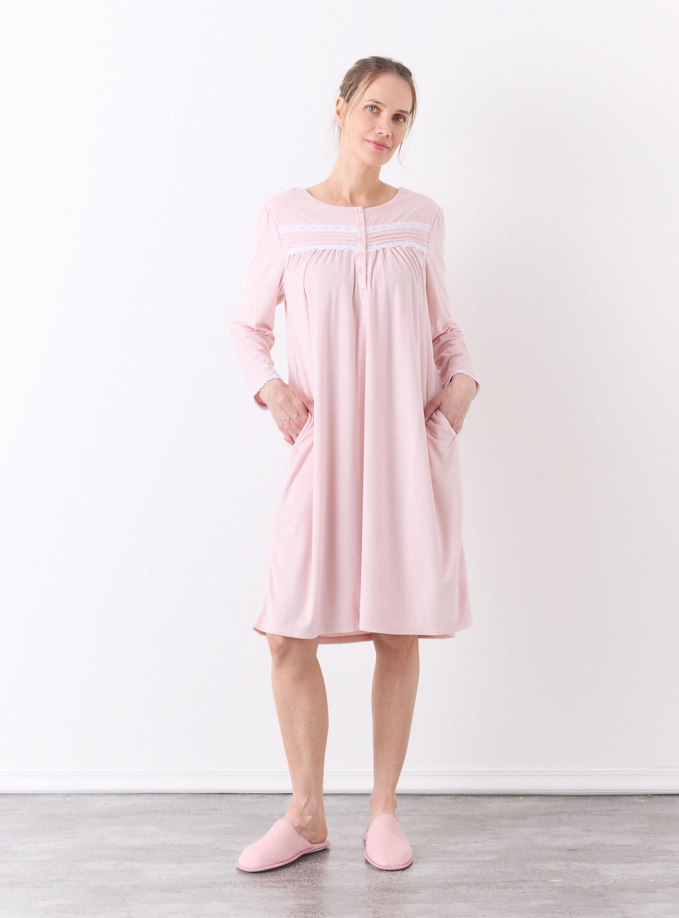 Camisa de Dormir Velour Suave y Cálido-4