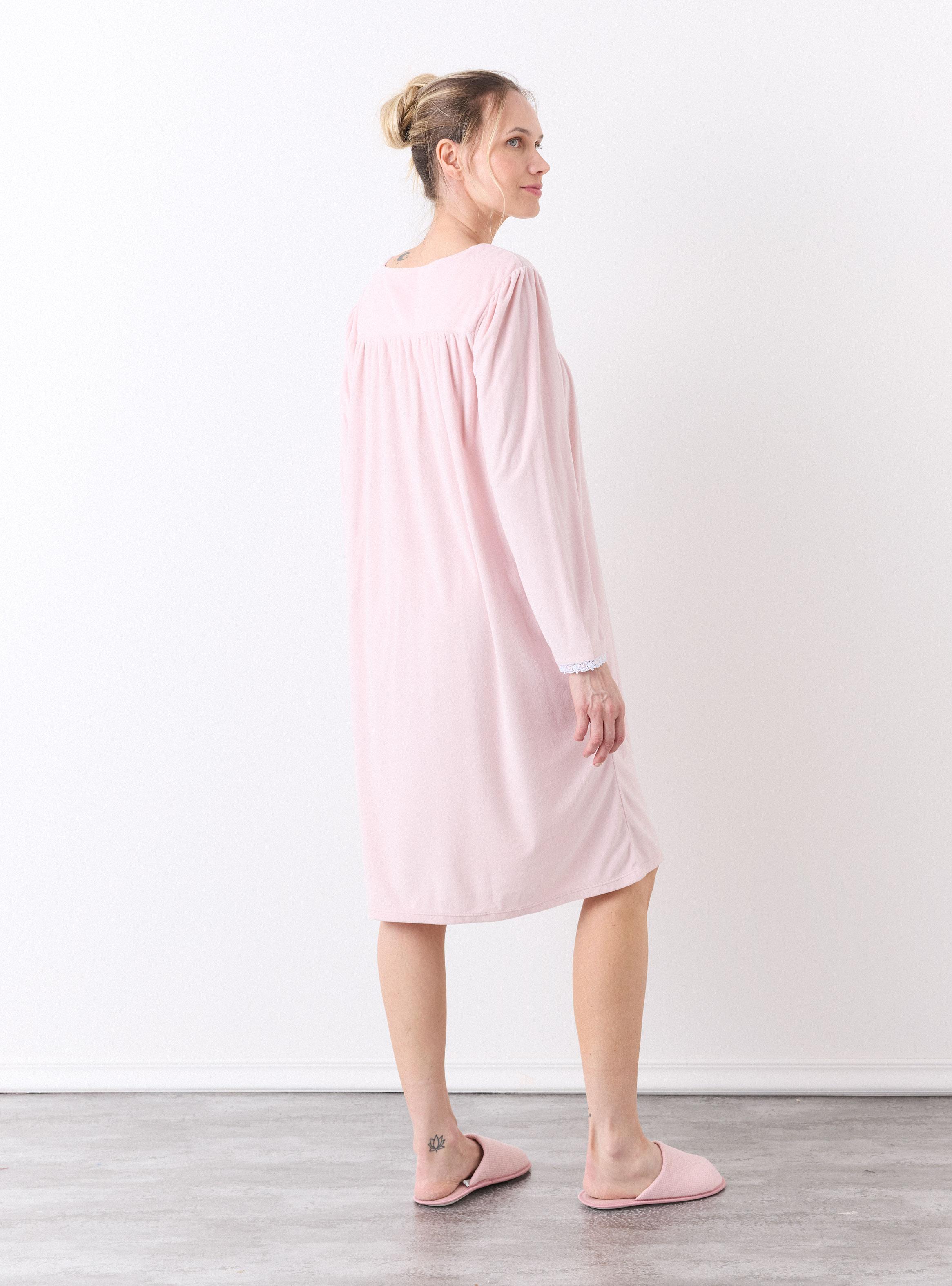 Camisa de Dormir Velour Suave y Cálido-5