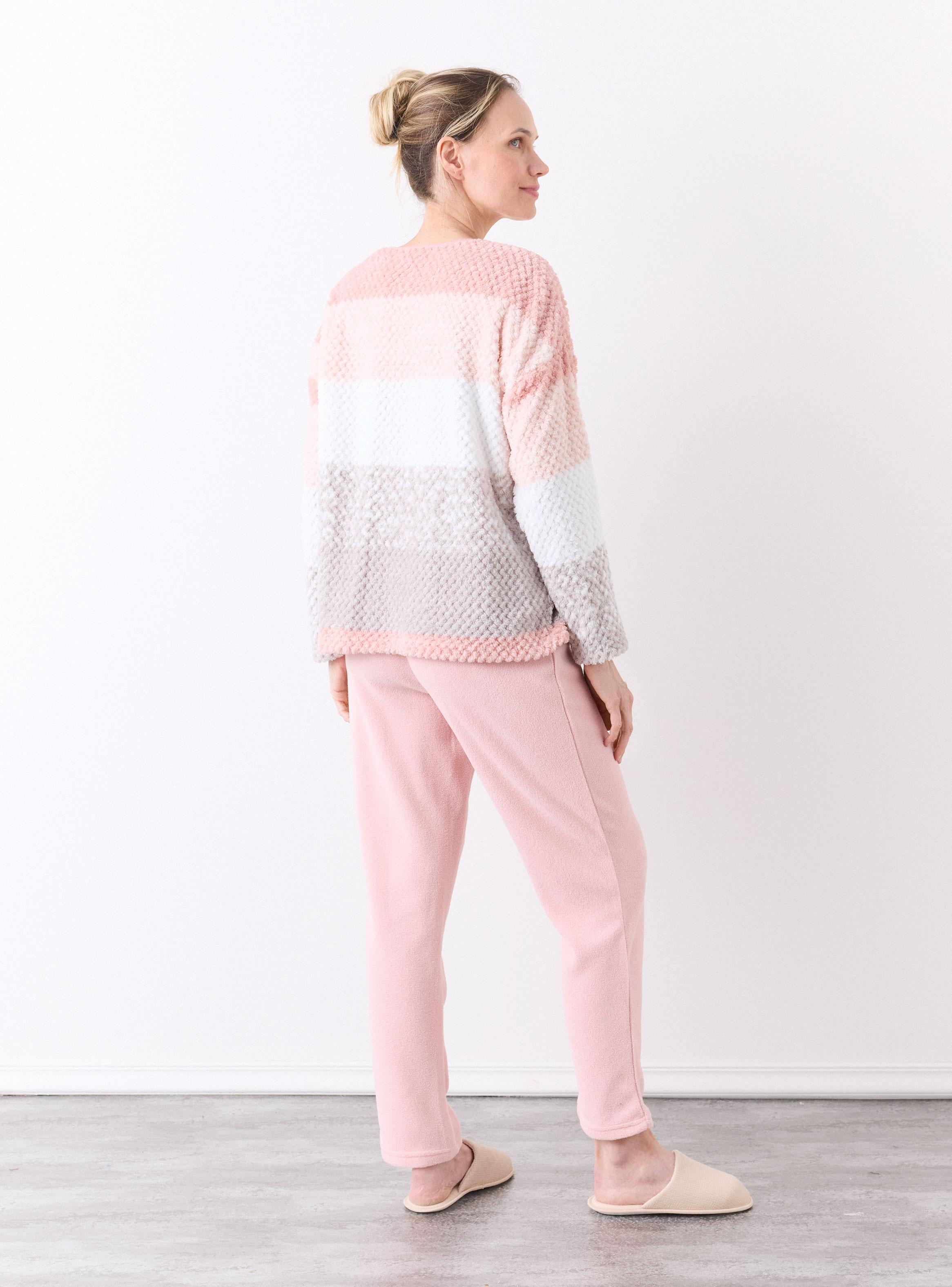 Pijama Top Sherpa Suave y Cálido Pantalón Polar-5