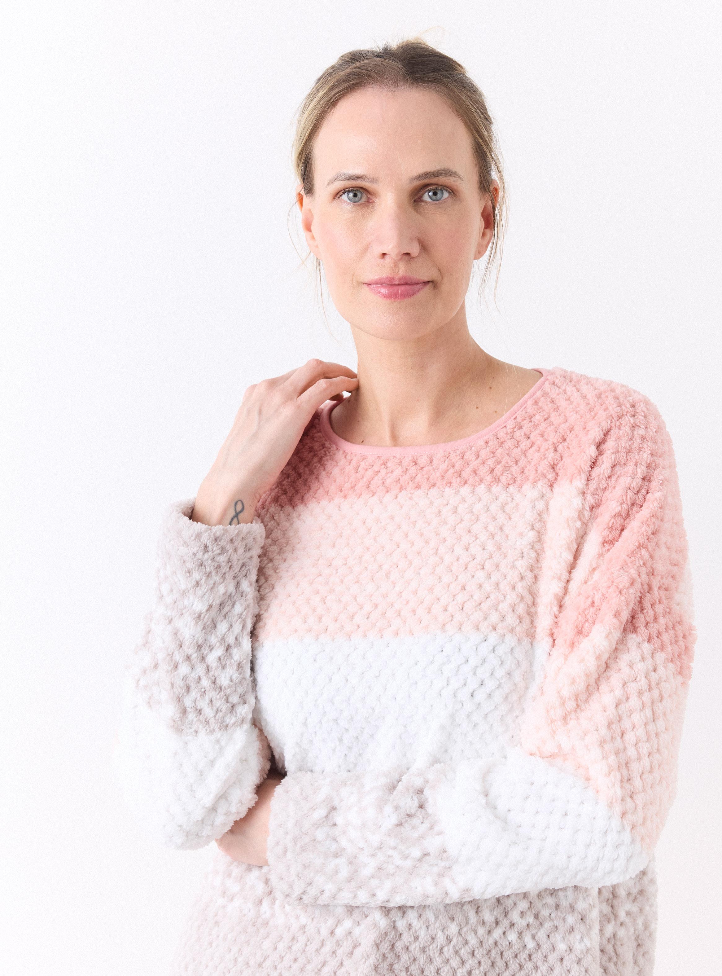 Pijama Top Sherpa Suave y Cálido Pantalón Polar-2