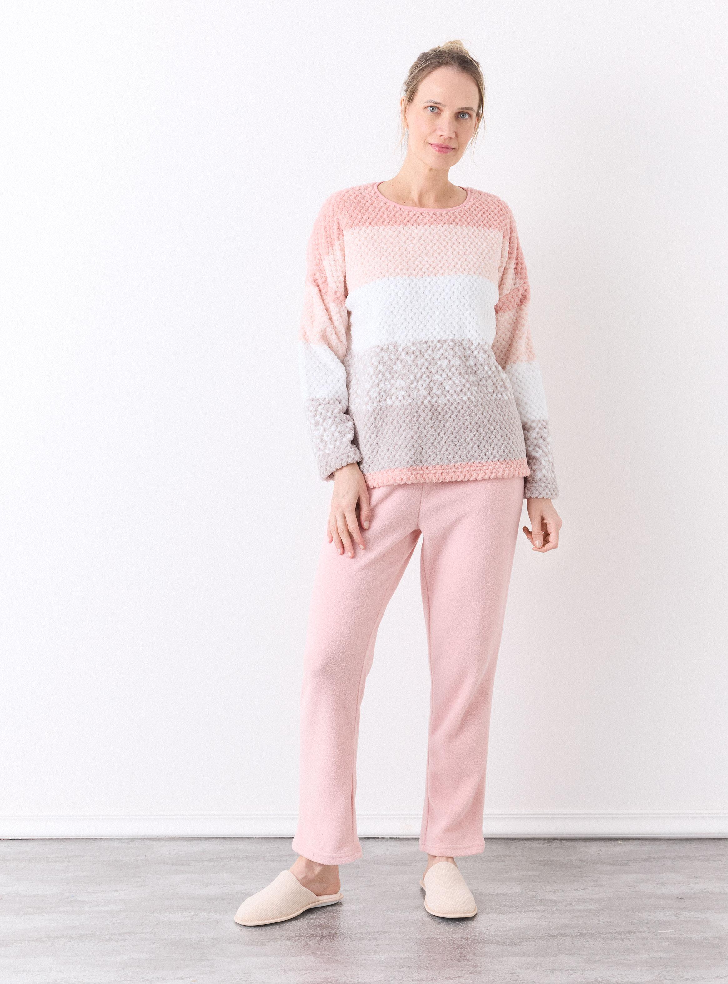 Pijama Top Sherpa Suave y Cálido Pantalón Polar-4