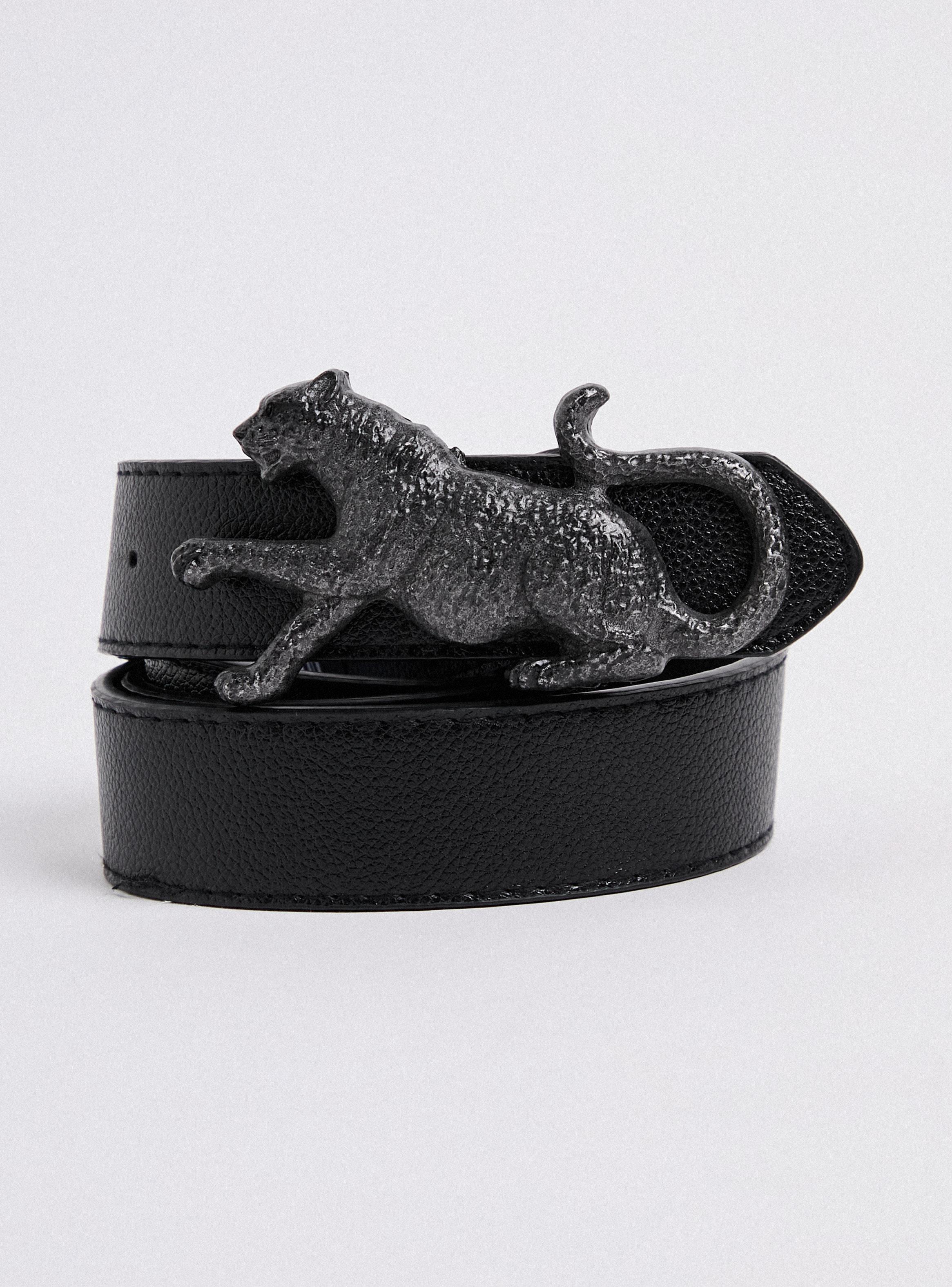 Cinturón Hebilla Pantera Cuero Sintético-0