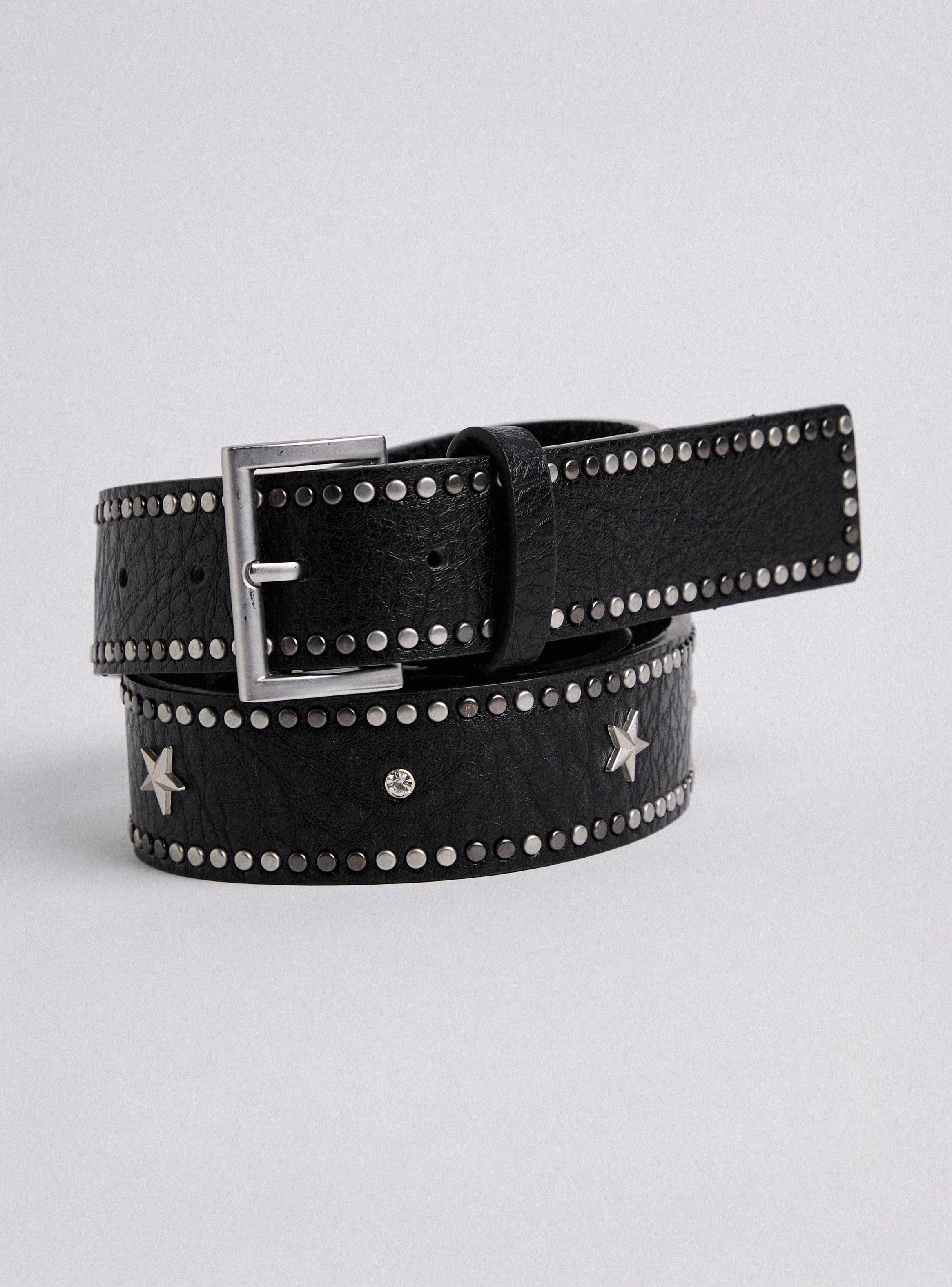 Cinturón Detalle Mini Tachas Cuero Sintético-0