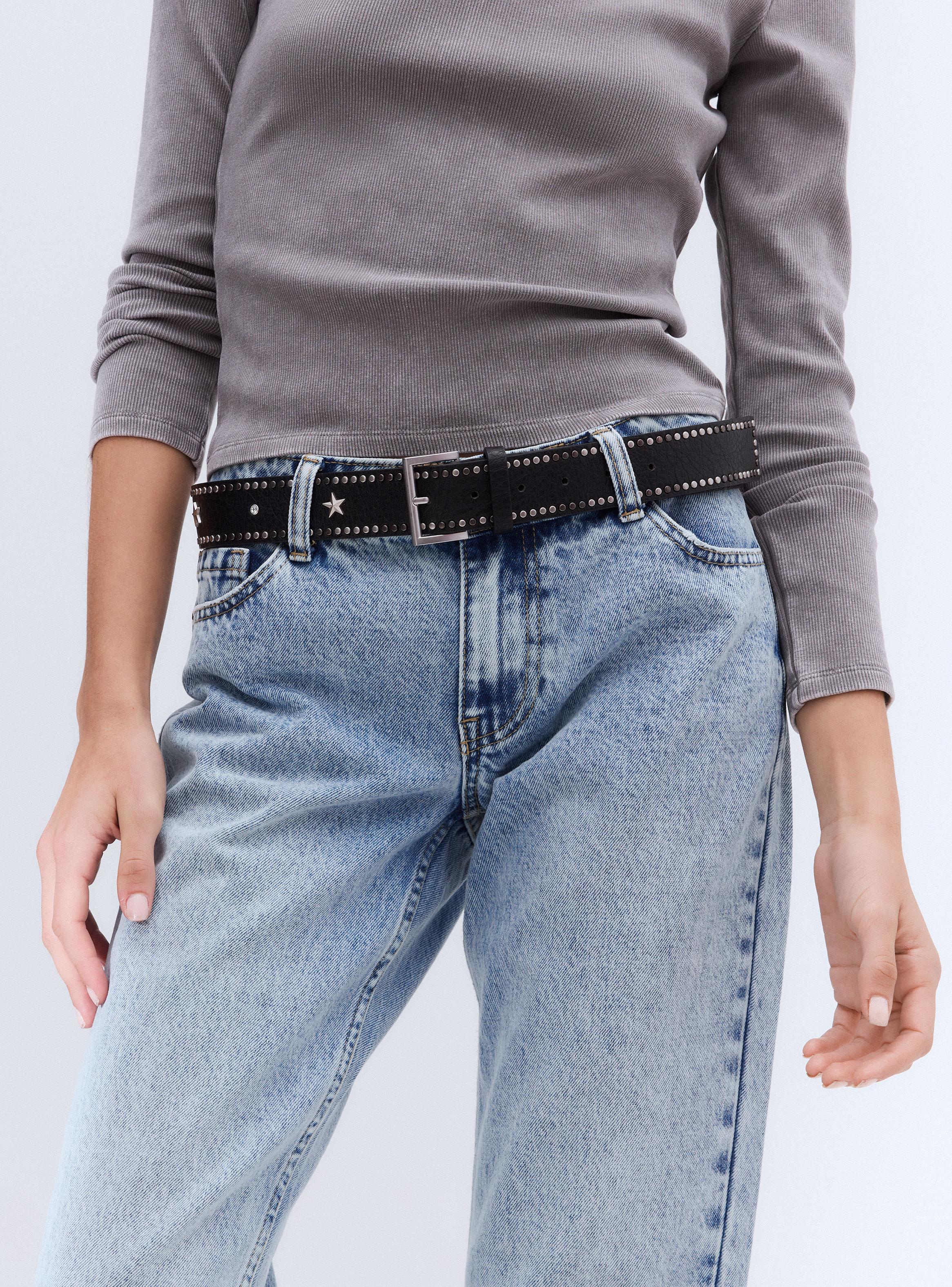 Cinturón Detalle Mini Tachas Cuero Sintético-4