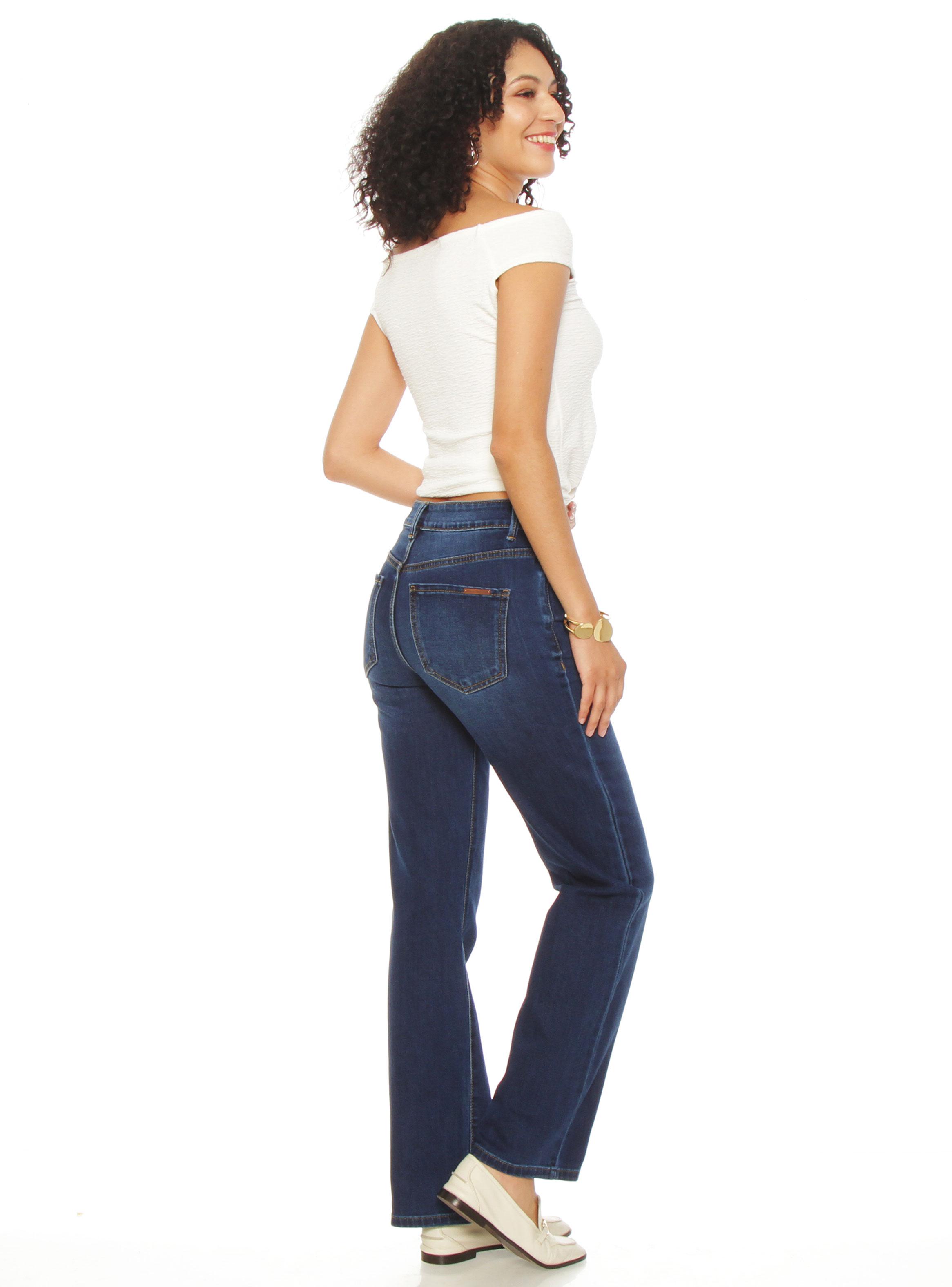 Jeans Recto con Tiro Alto Bootcut Botón-4