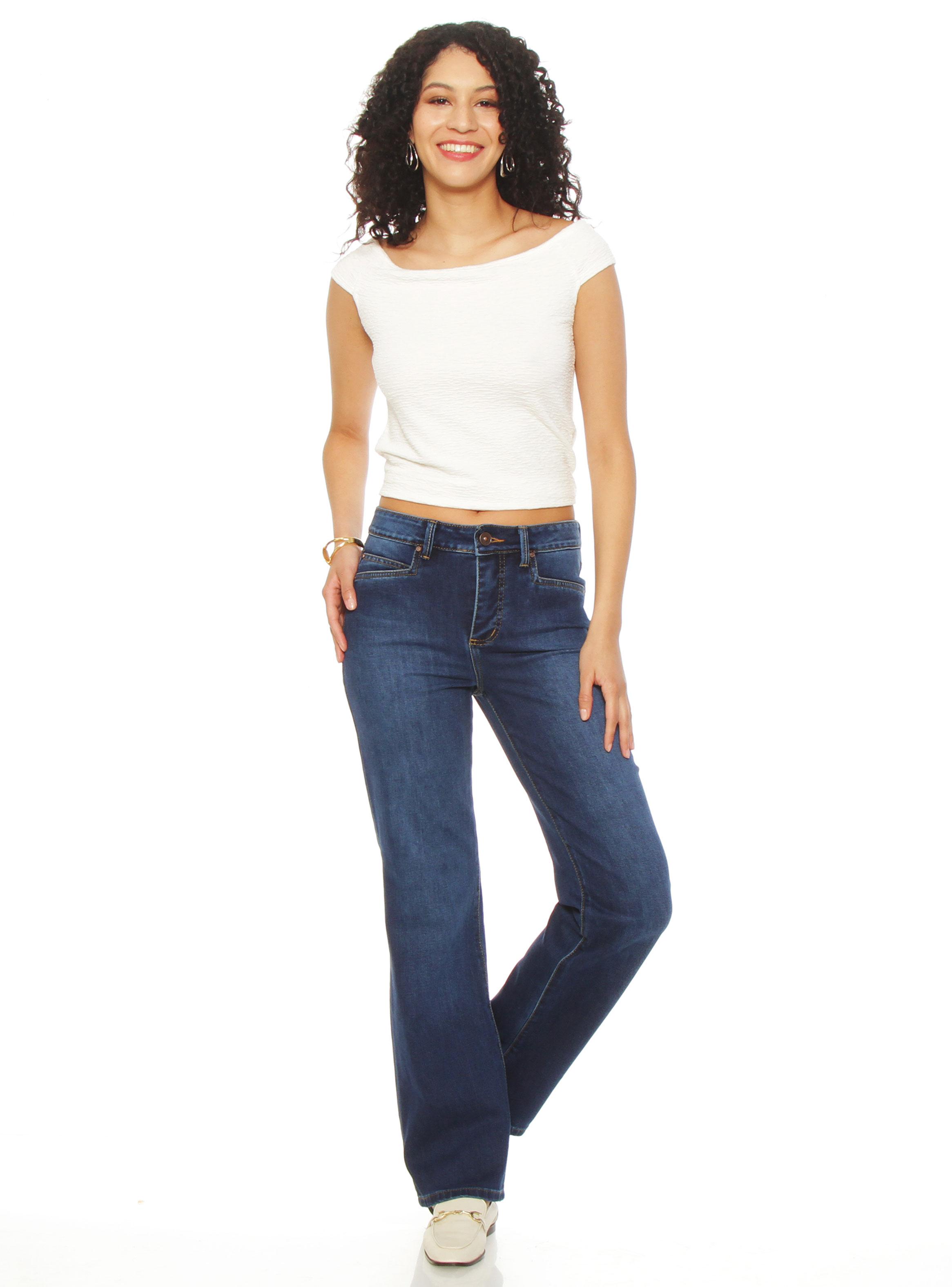 Jeans Recto con Tiro Alto Bootcut Botón-3