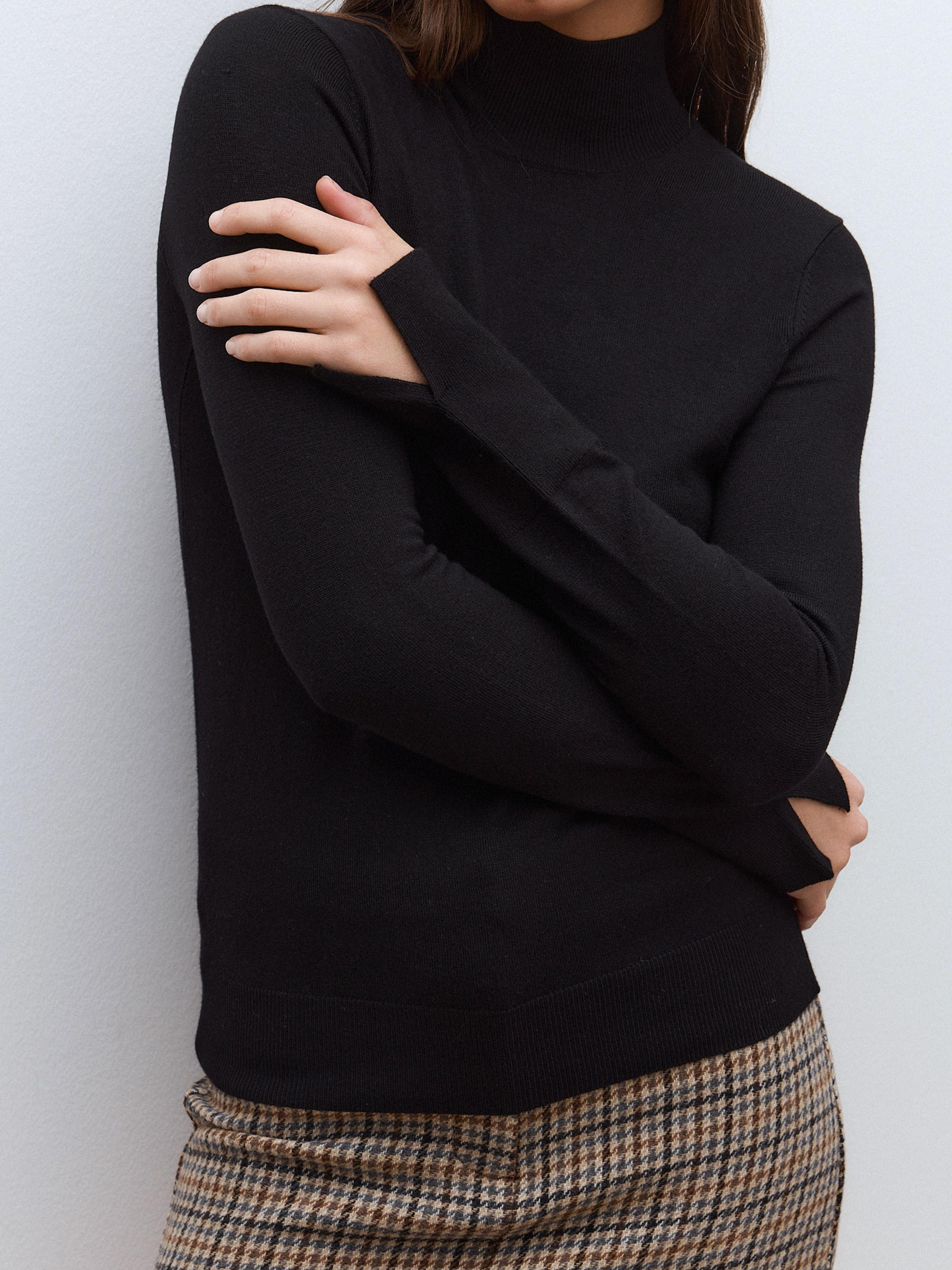 Sweater de Manga Larga y Holgado Cuello Alto-3