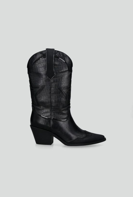 Bota Taco Cono Cuero Mujer-5