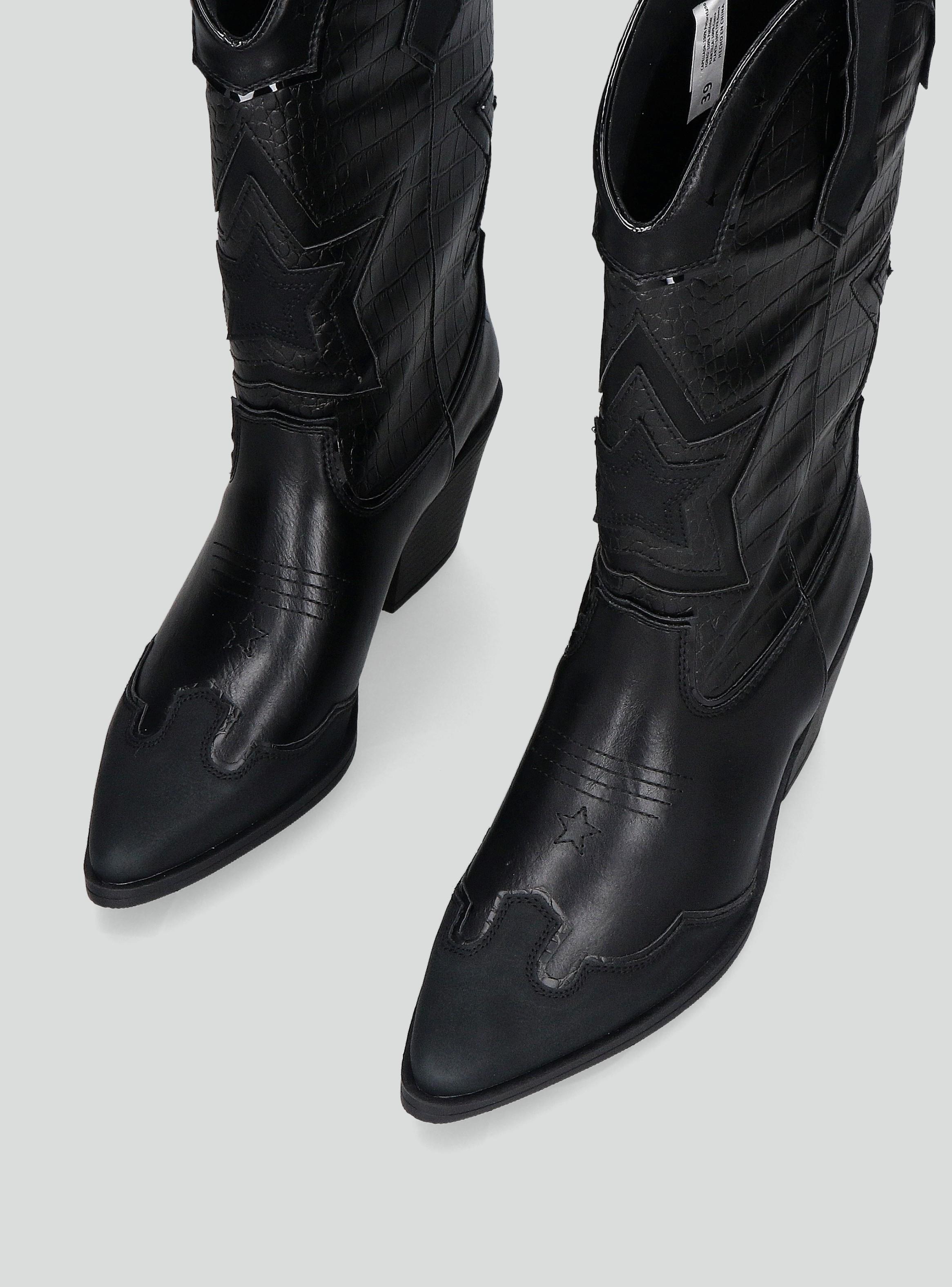 Bota Taco Cono Cuero Mujer-4