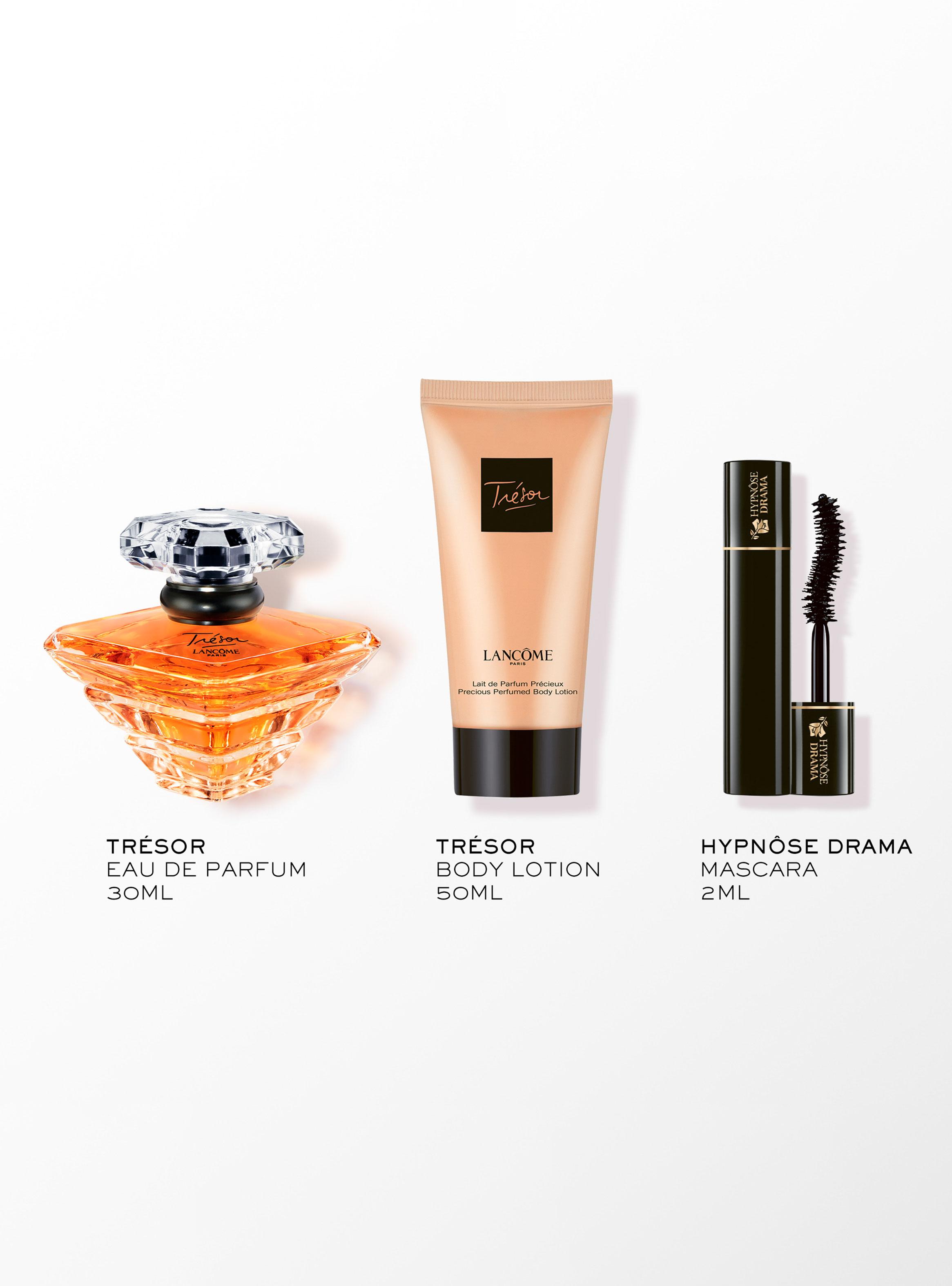 Set Perfume Trésor EDP Mujer 30ml + Body Lotion 50 ml + Mini Hypnôse 2 ml Drama Edición Limitada-1