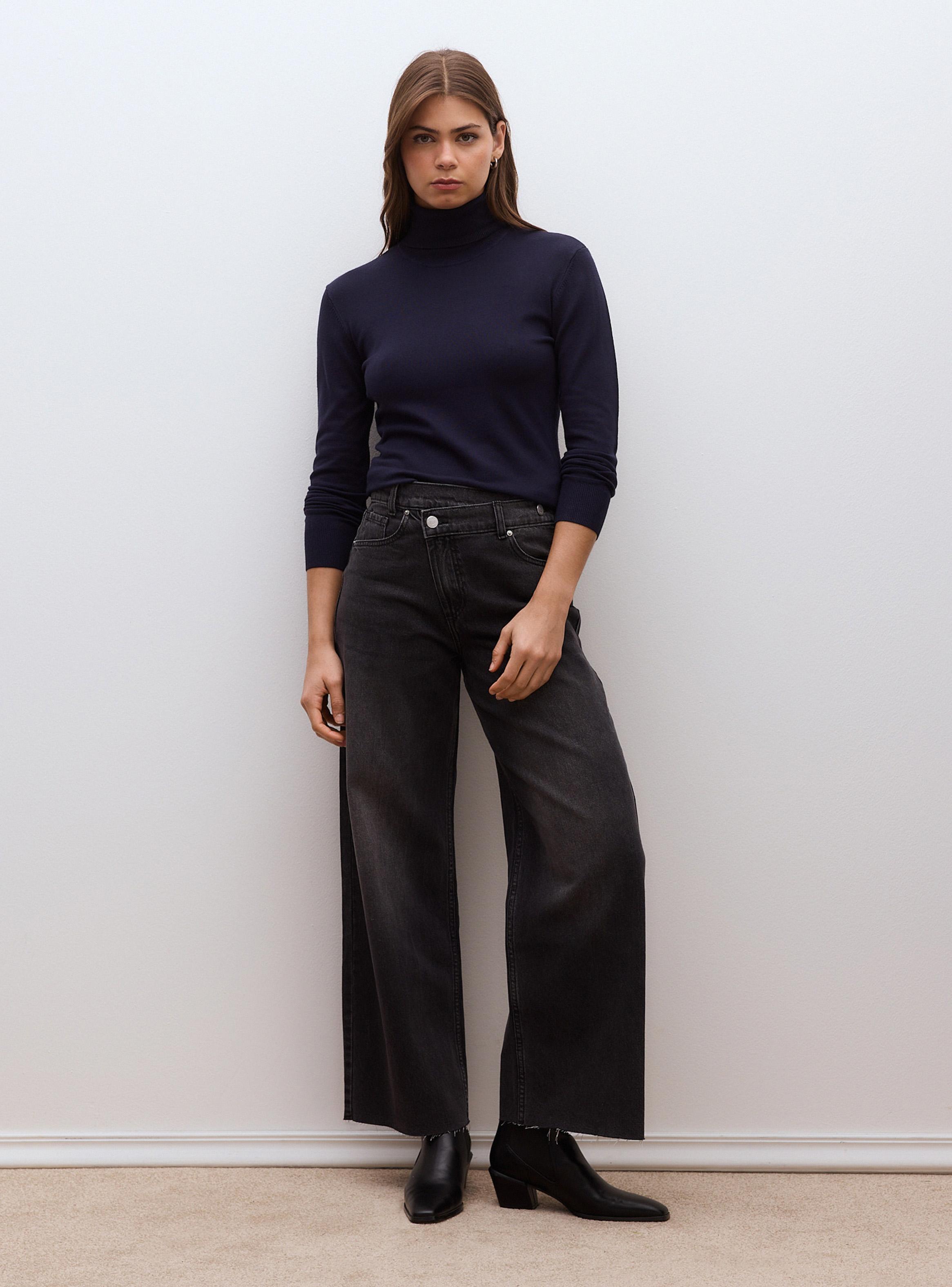 Jeans Wide Leg Cintura Cruzada Tiro Alto-4