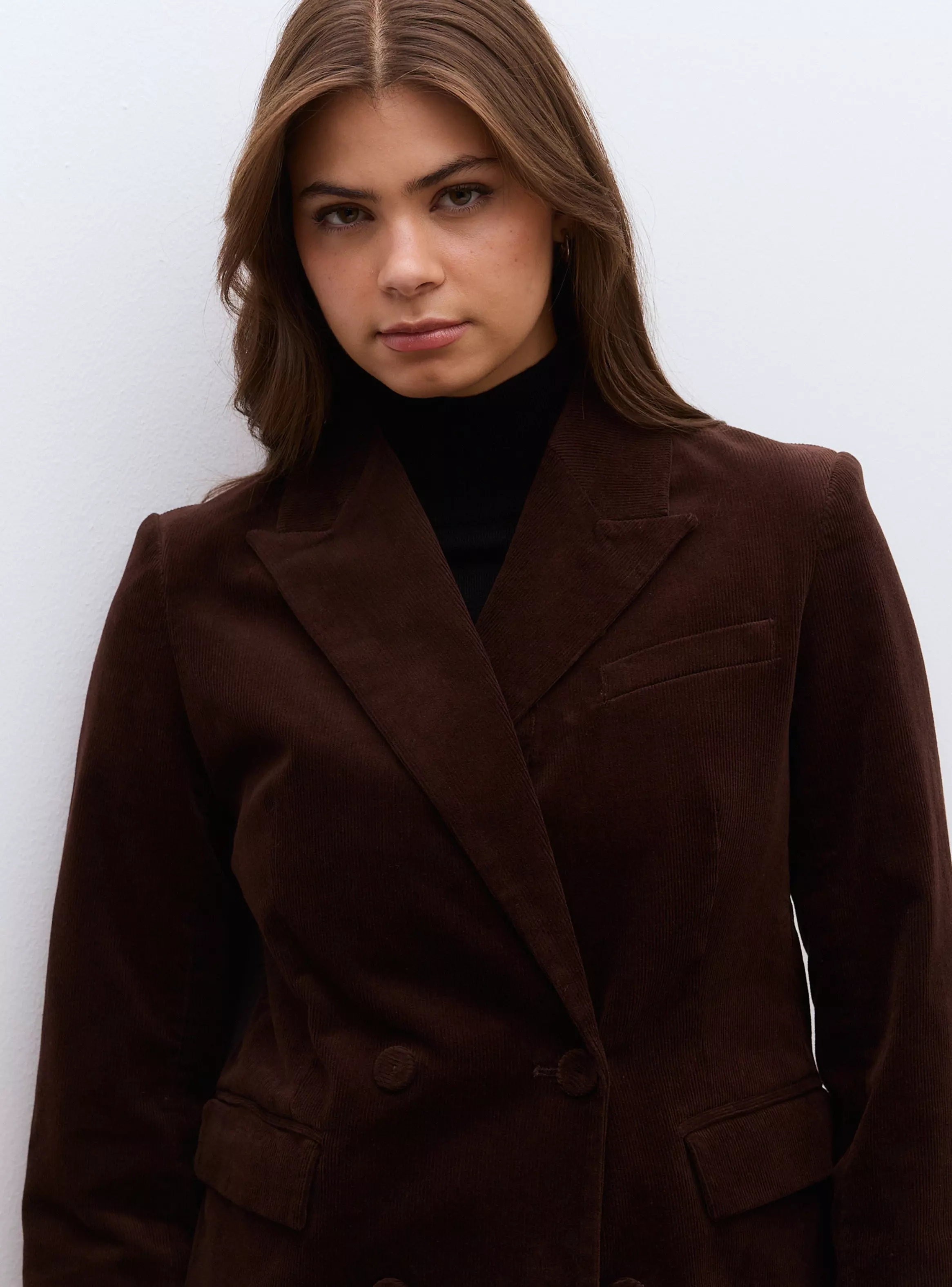 Blazer de Cotelé con Solapa Clásica y Bolsillos con Tapeta-2