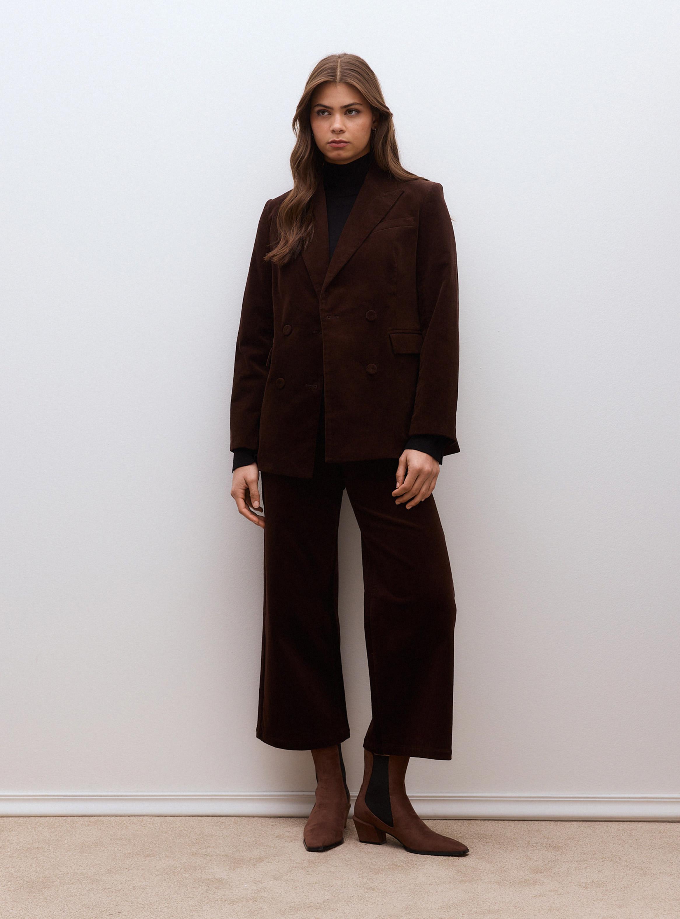 Blazer de Cotelé con Solapa Clásica y Bolsillos con Tapeta-4