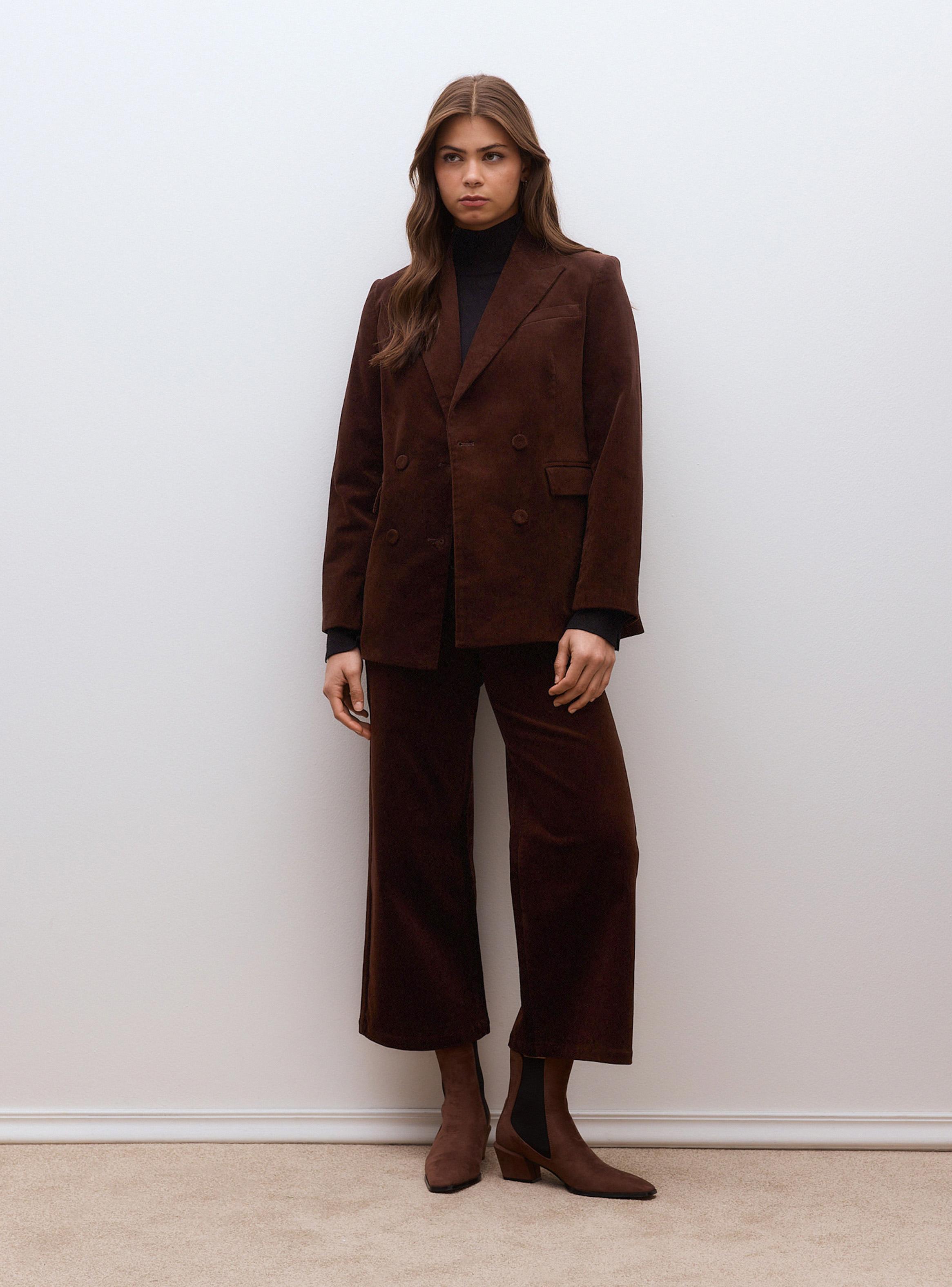 Blazer de Cotelé con Solapa Clásica y Bolsillos con Tapeta-4