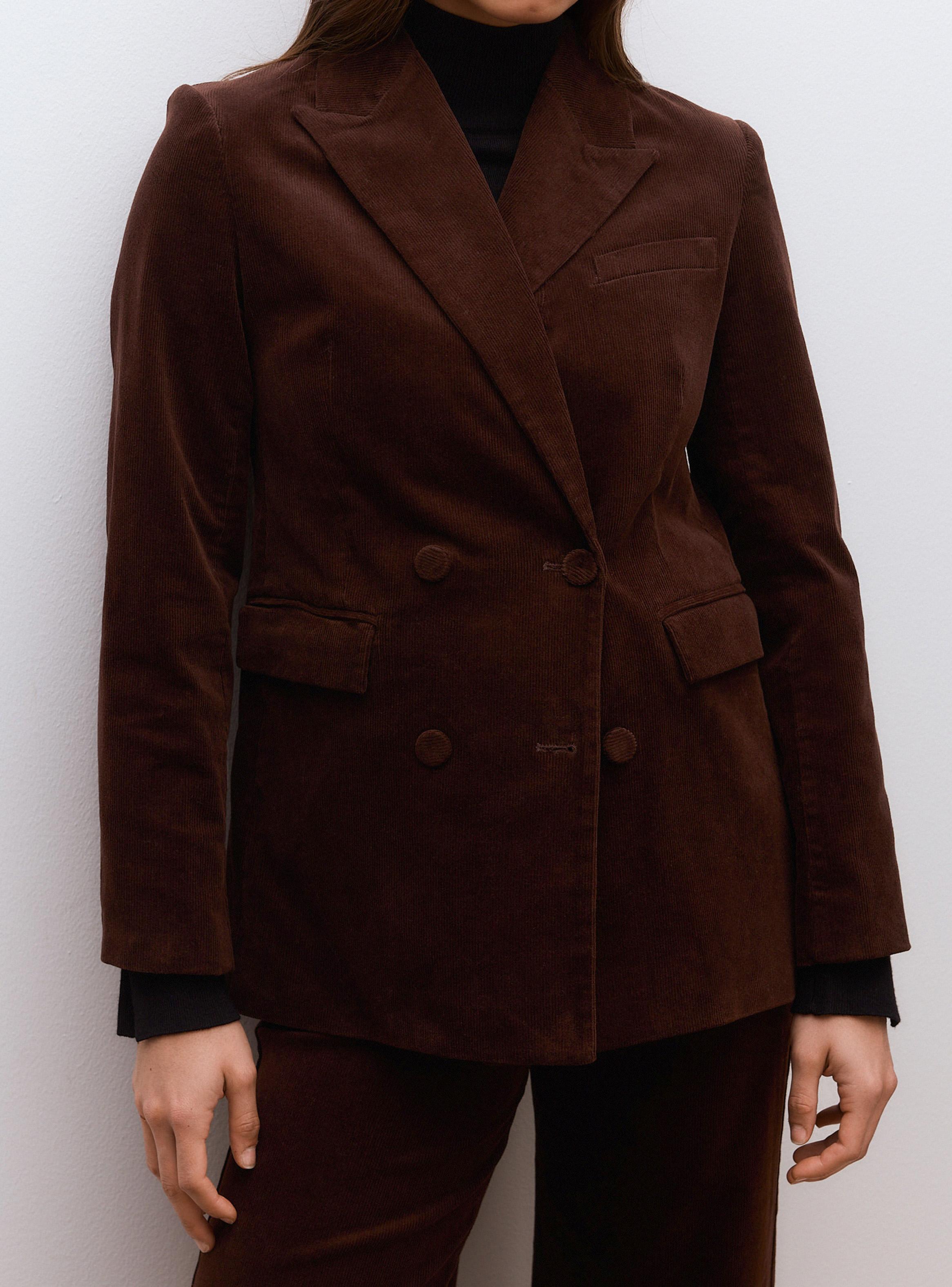 Blazer de Cotelé con Solapa Clásica y Bolsillos con Tapeta-3