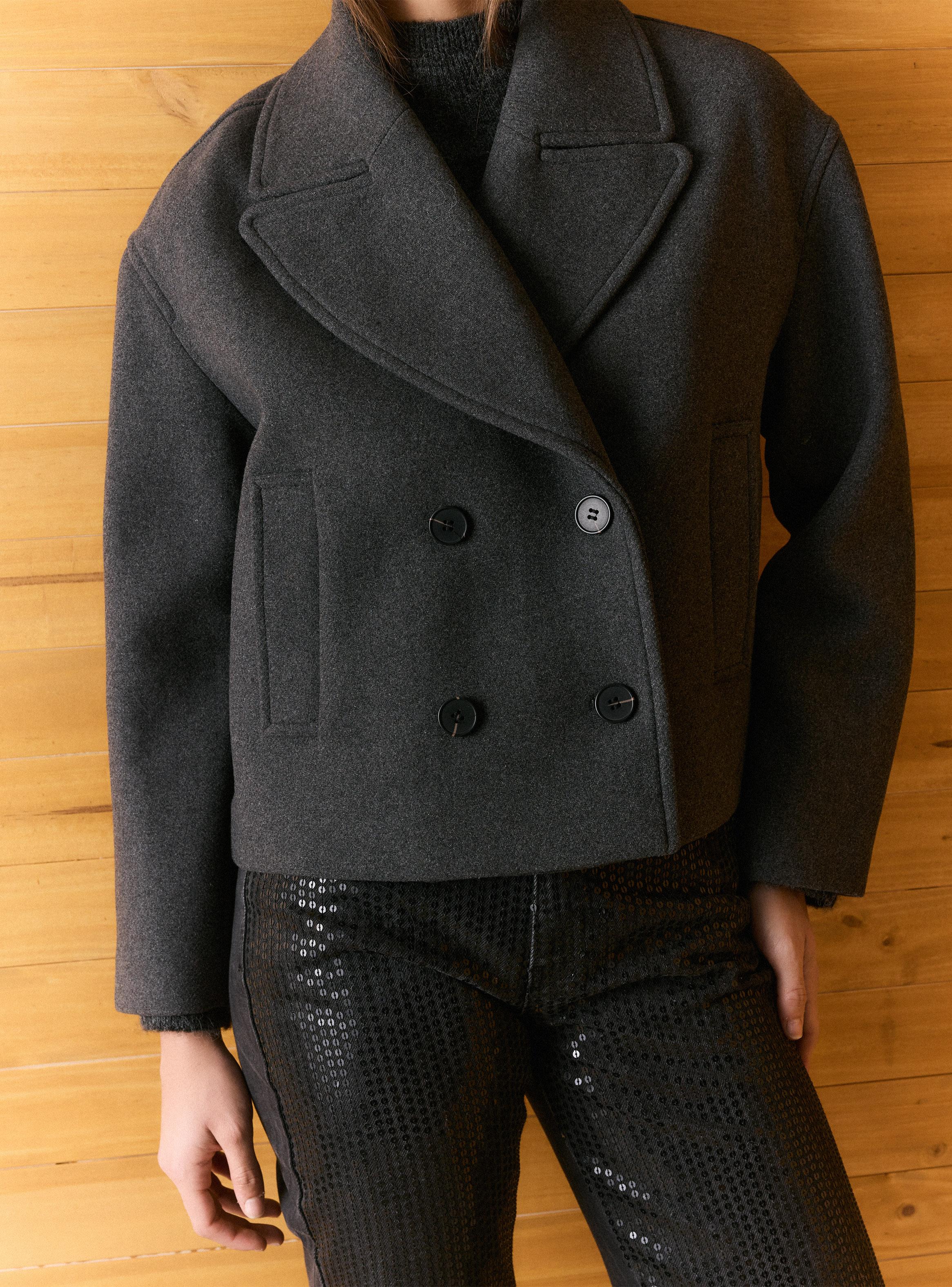 Chaqueta Cruzado de Paño con Lana-3