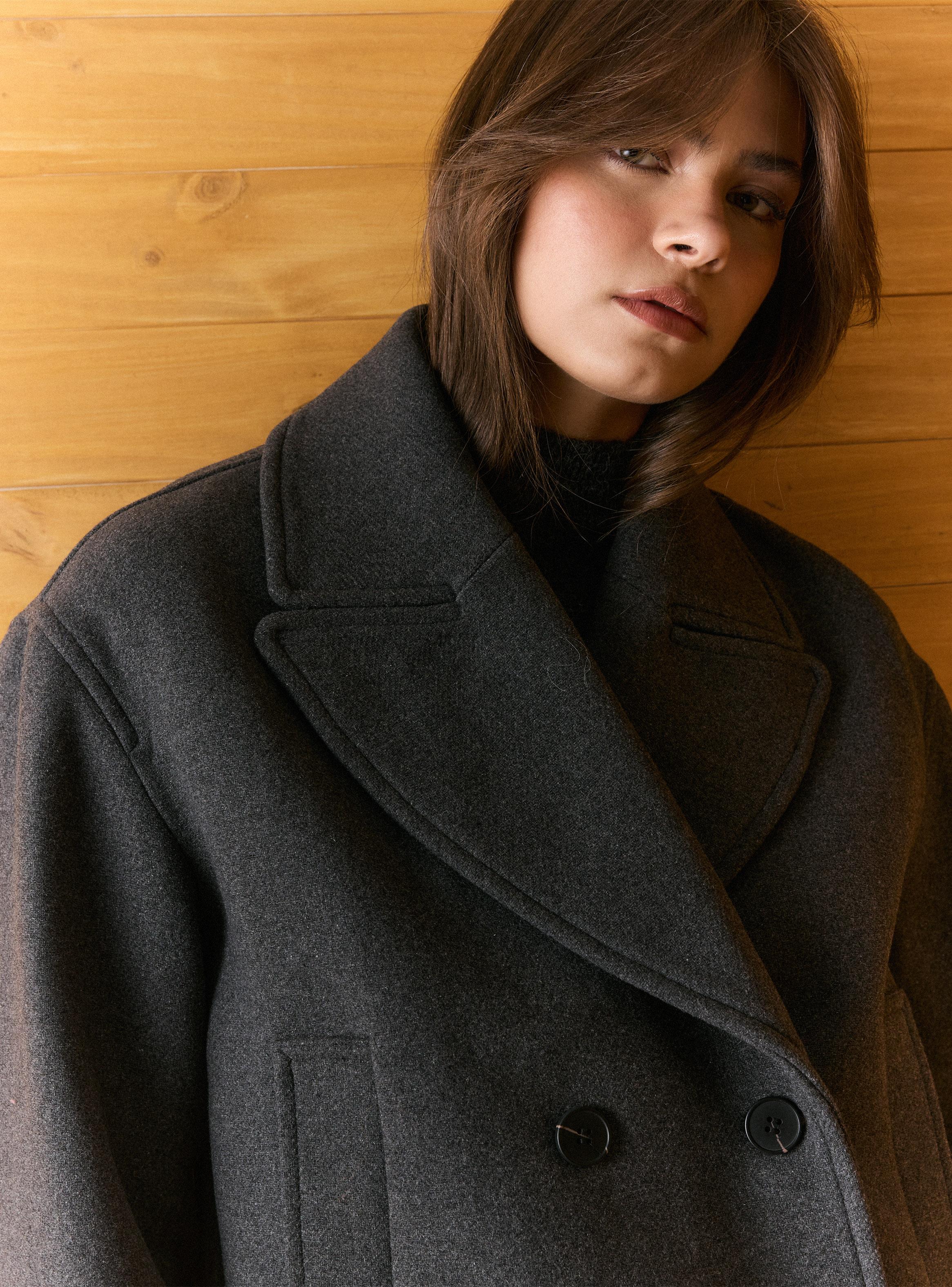 Chaqueta Cruzado de Paño con Lana-2