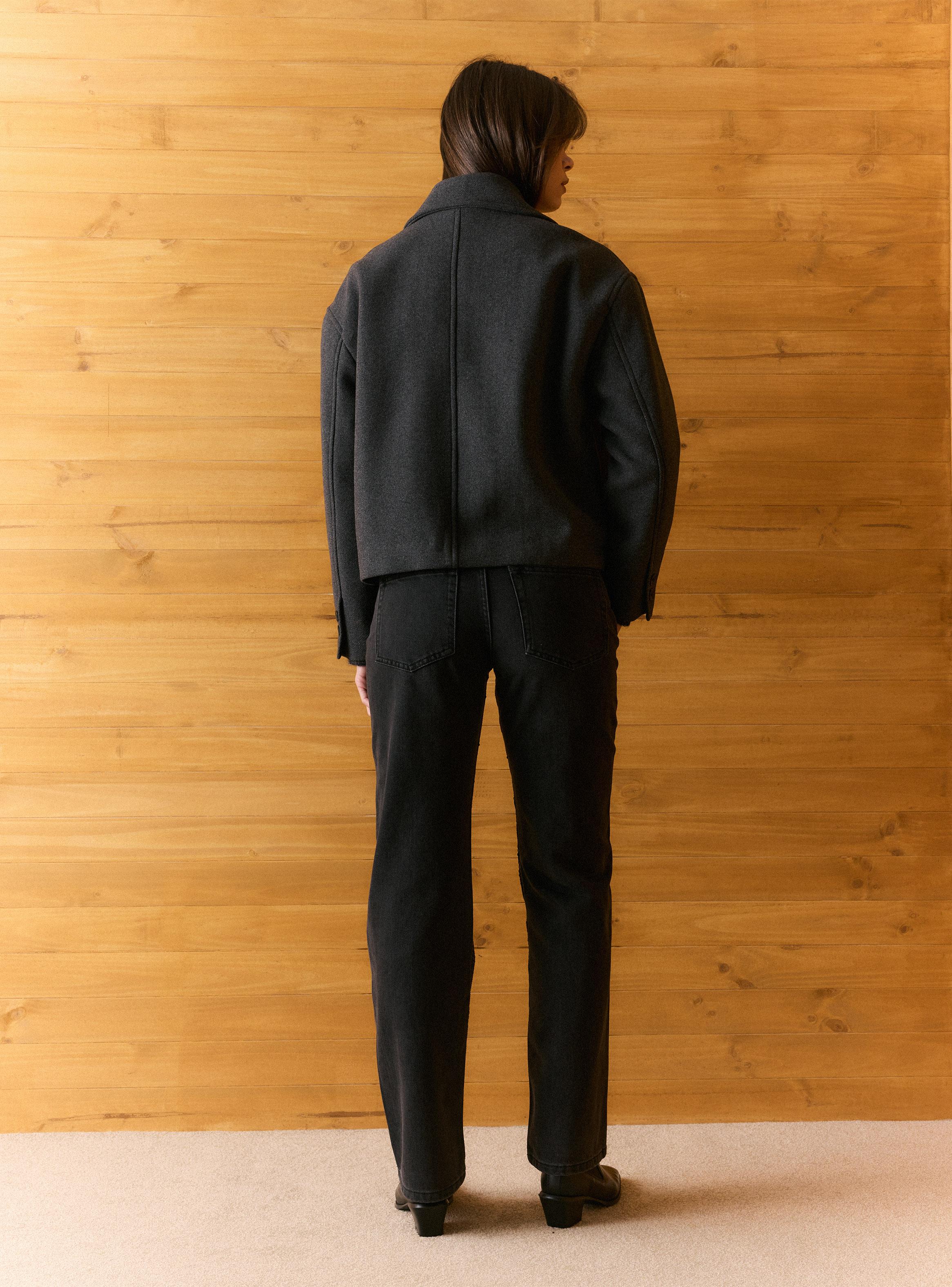 Chaqueta Cruzado de Paño con Lana-5