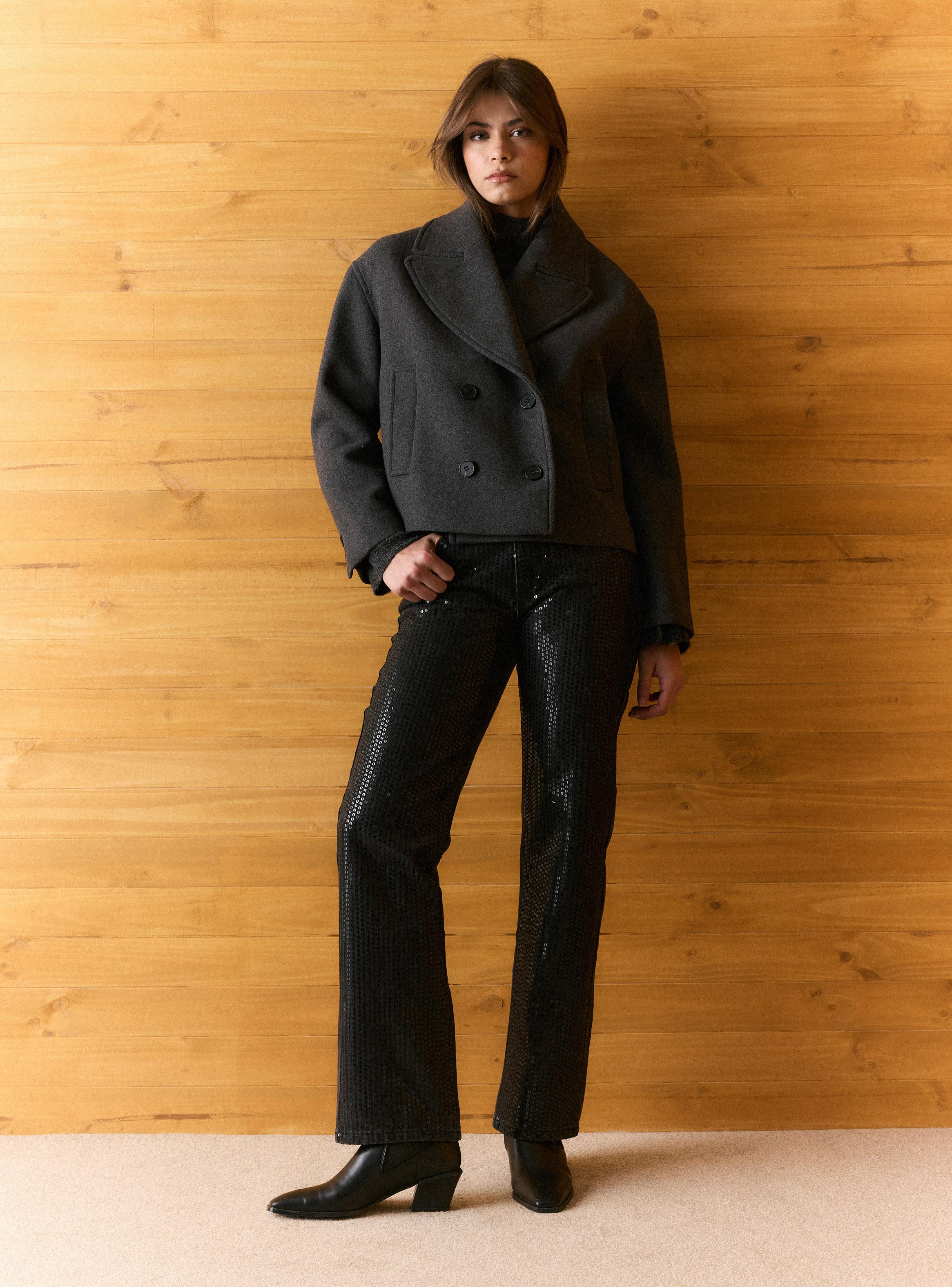 Chaqueta Cruzado de Paño con Lana-4