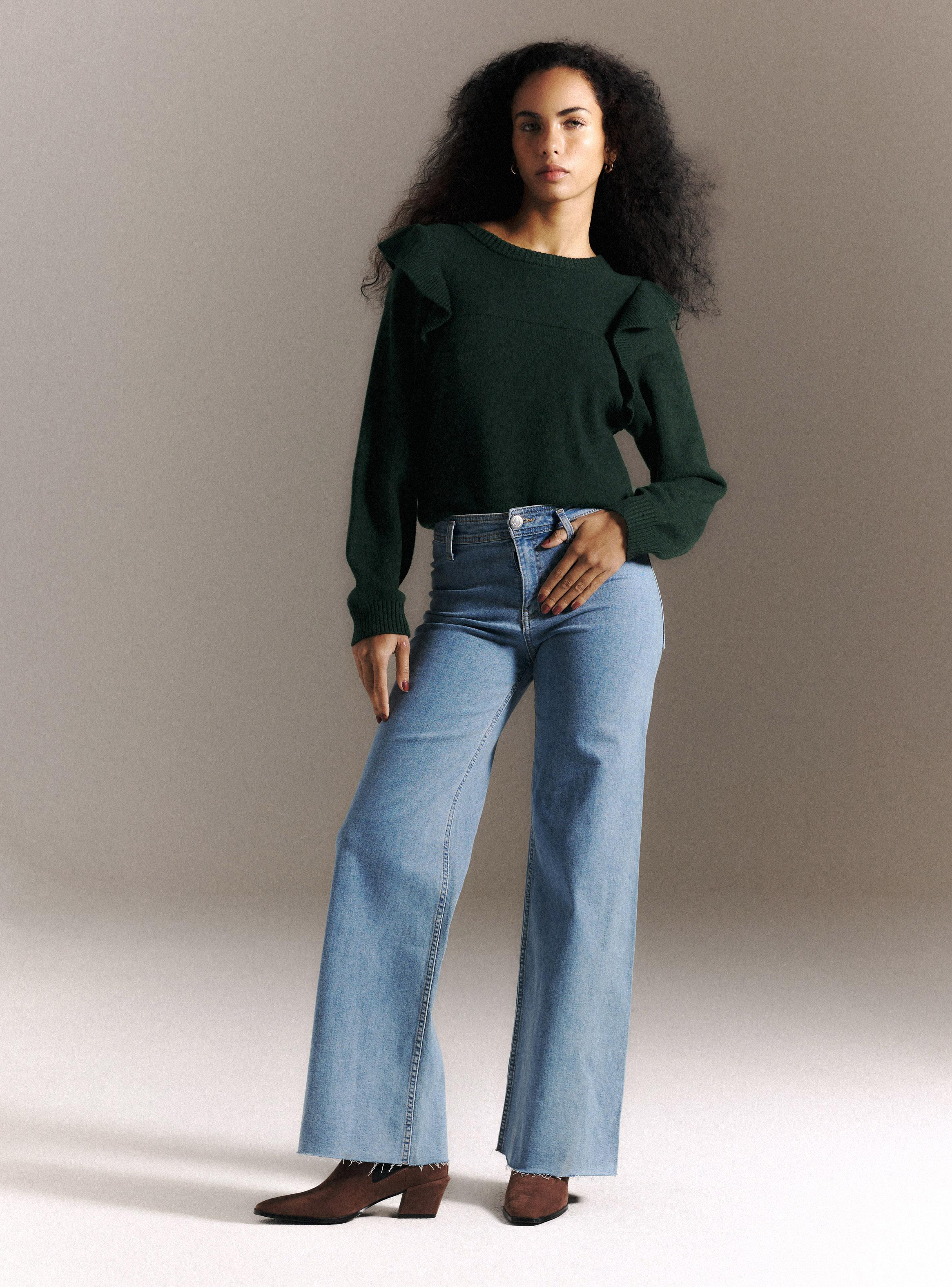 Sweater con Detalle de Vuelos en Hombros-4