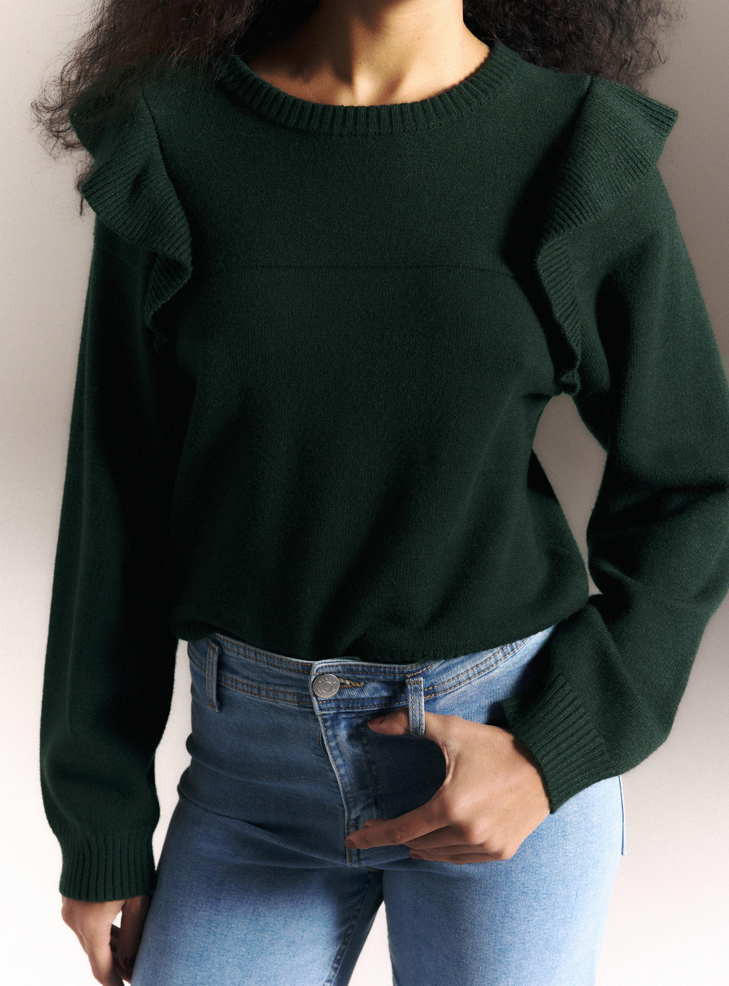 Sweater con Detalle de Vuelos en Hombros-2