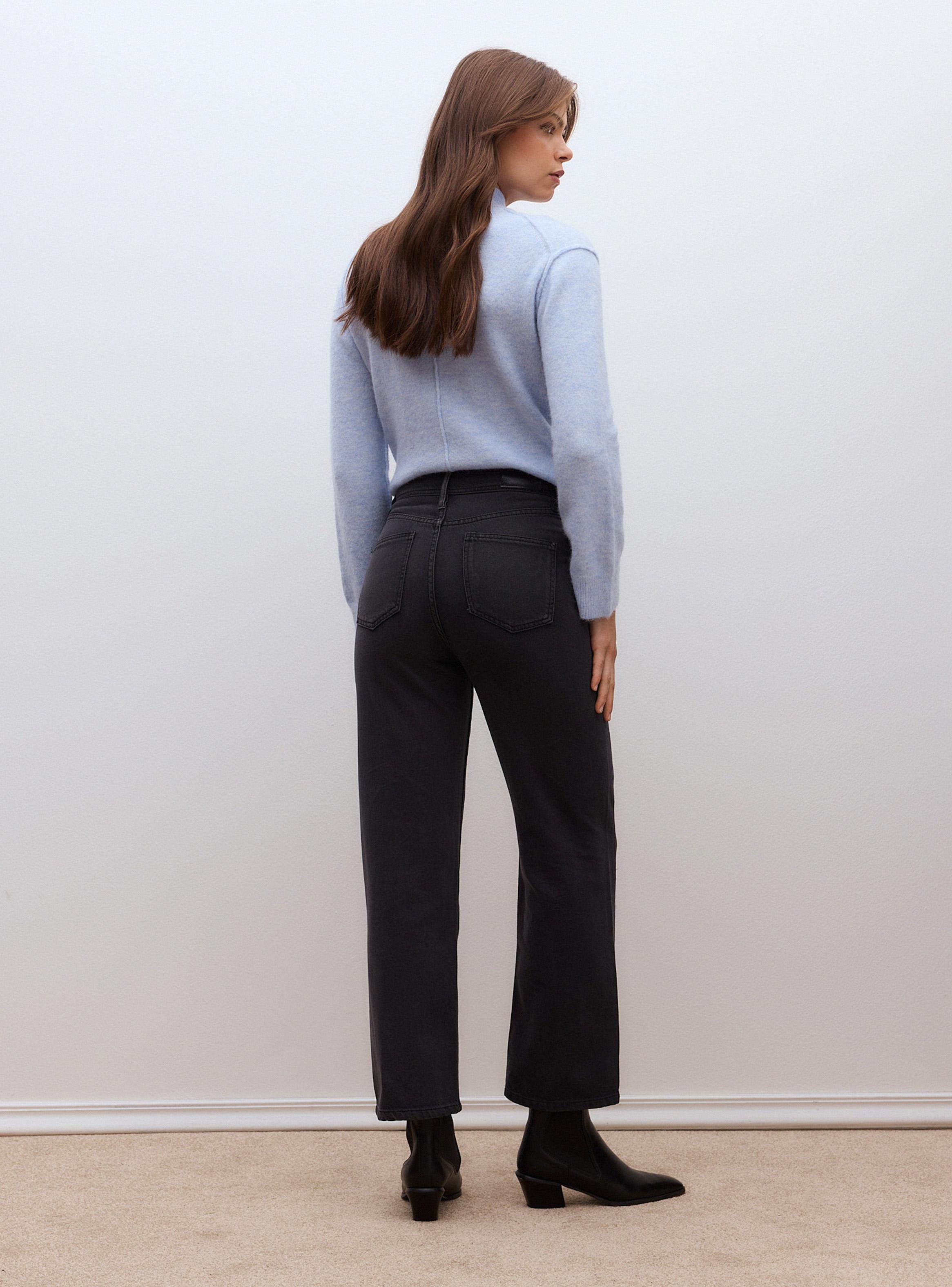 Jeans Straight Pretina en V con Doble Botón-5