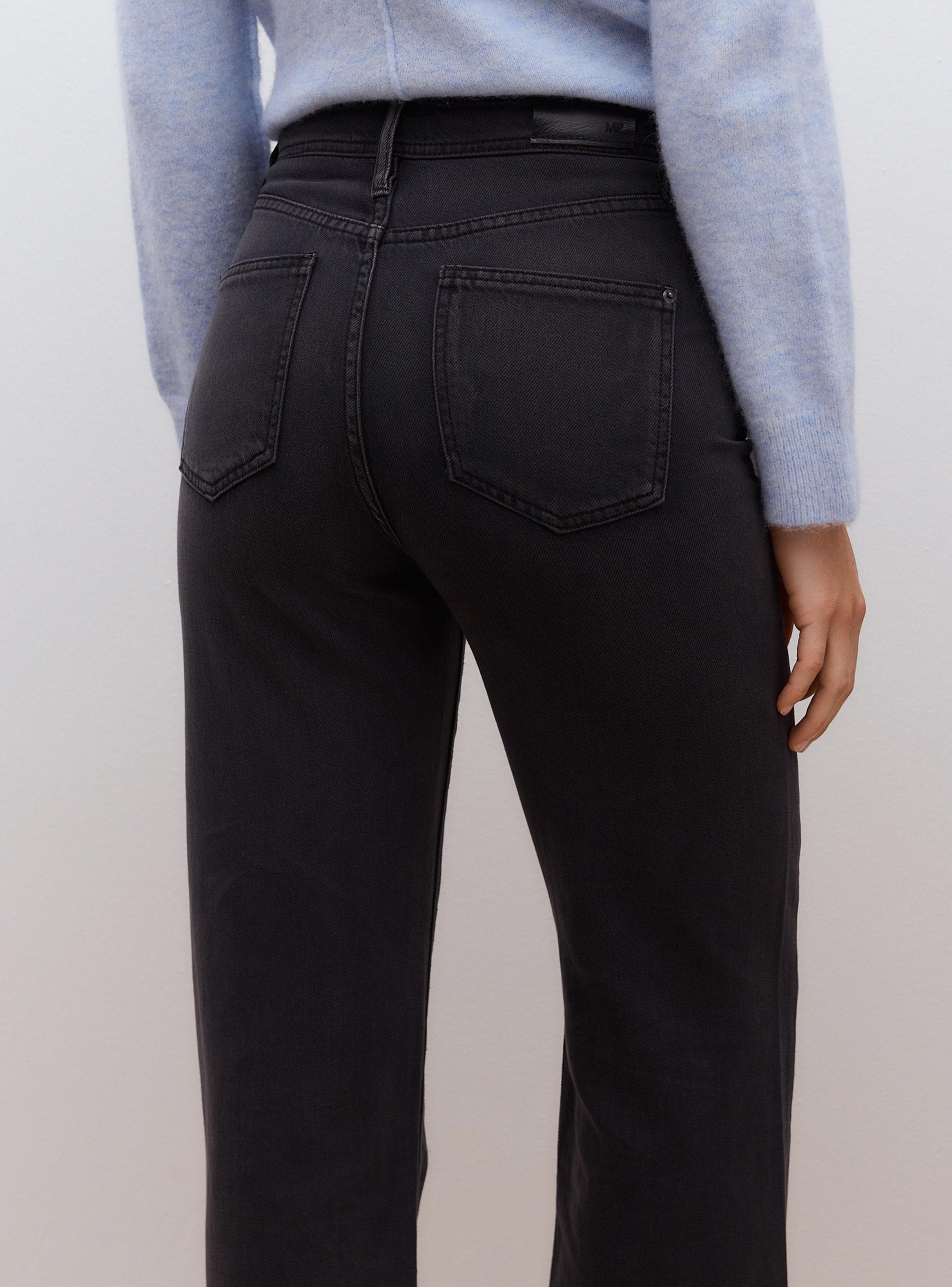 Jeans Straight Pretina en V con Doble Botón-3