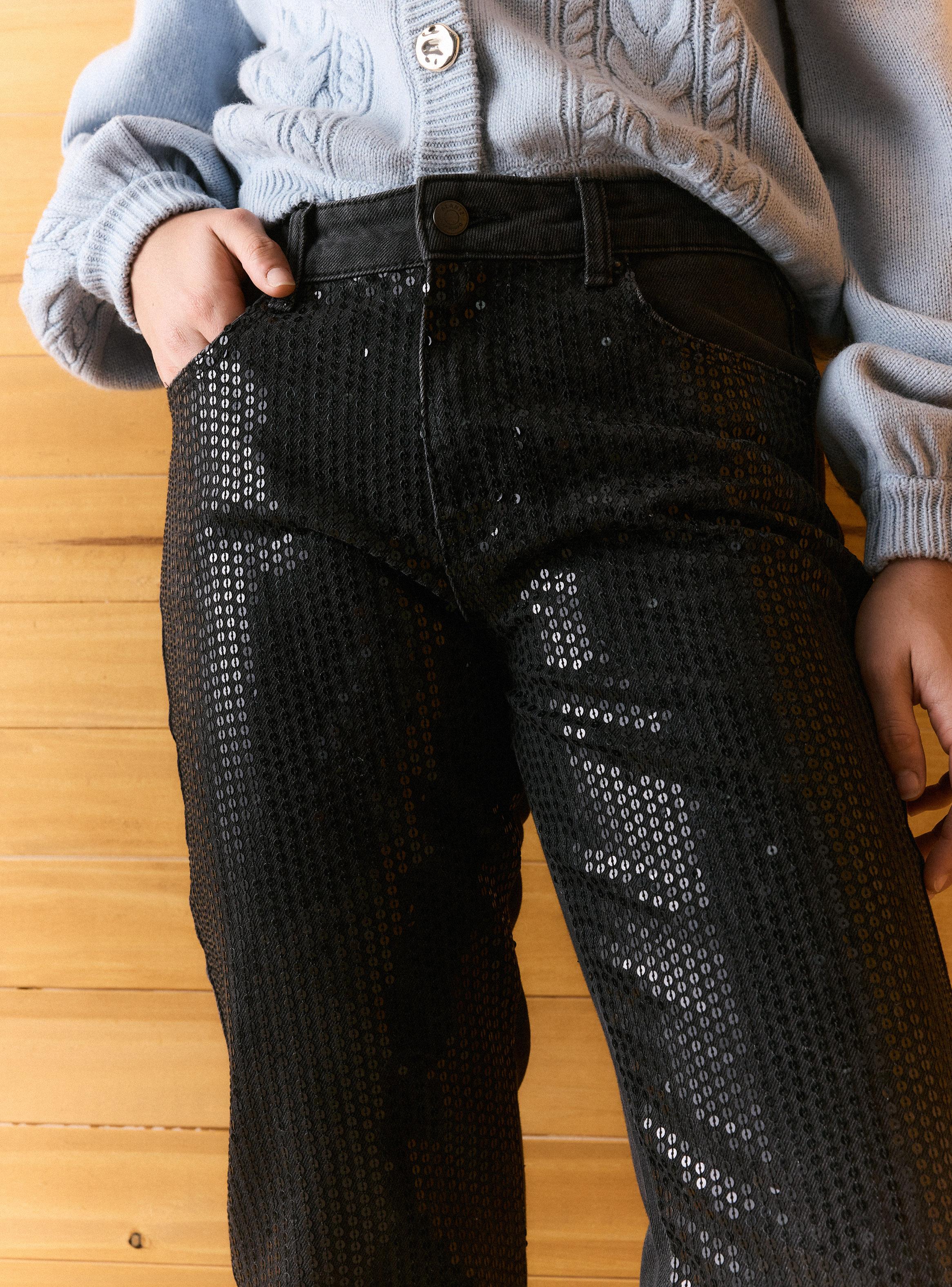 Jeans Straight con Lentejuelas al Tono-2