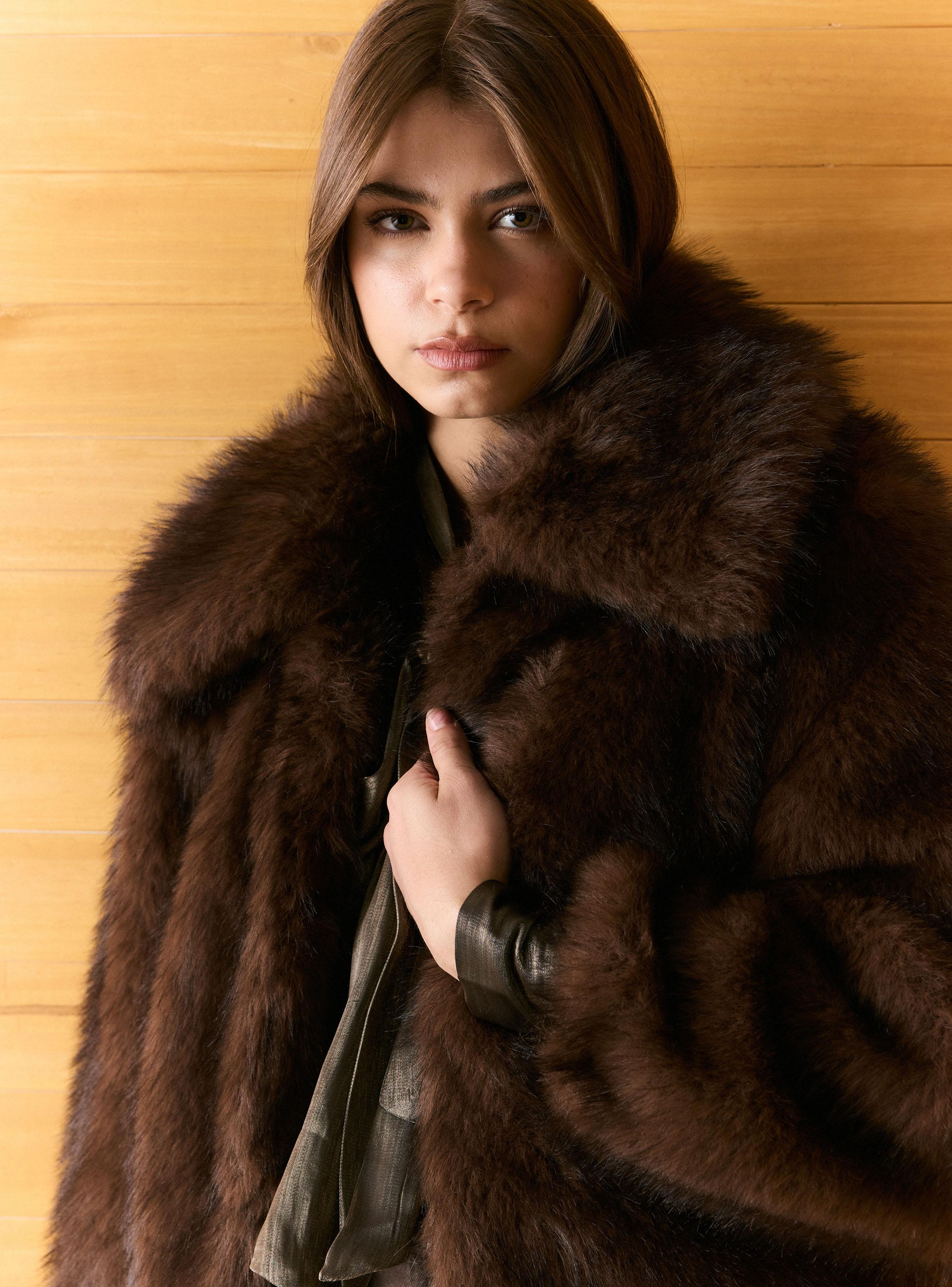 Chaqueta Recta de Piel Sintética-3