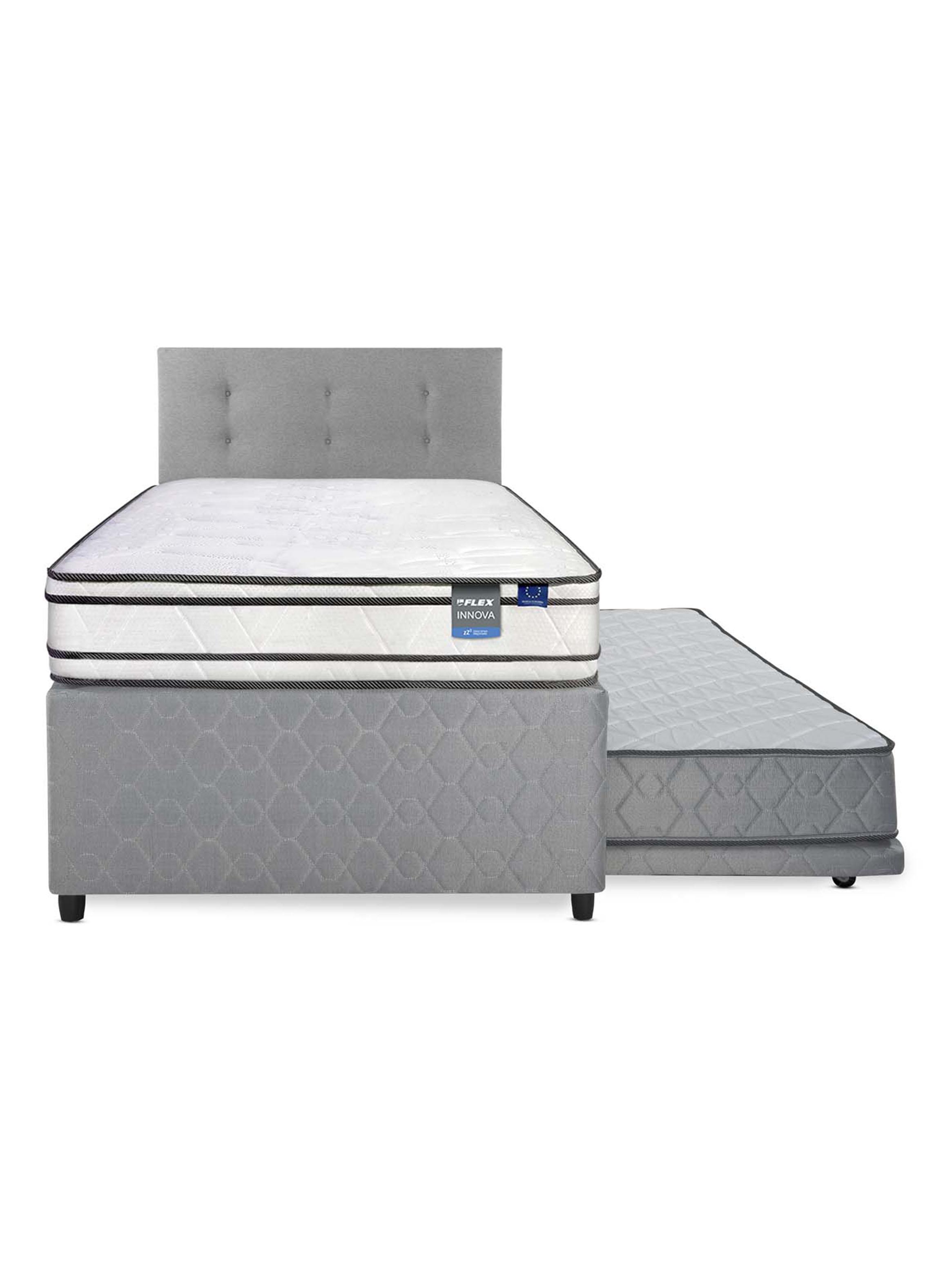 Diván Cama Gris Innova 1.5 Plazas Box + Respaldo Royal Gris-2