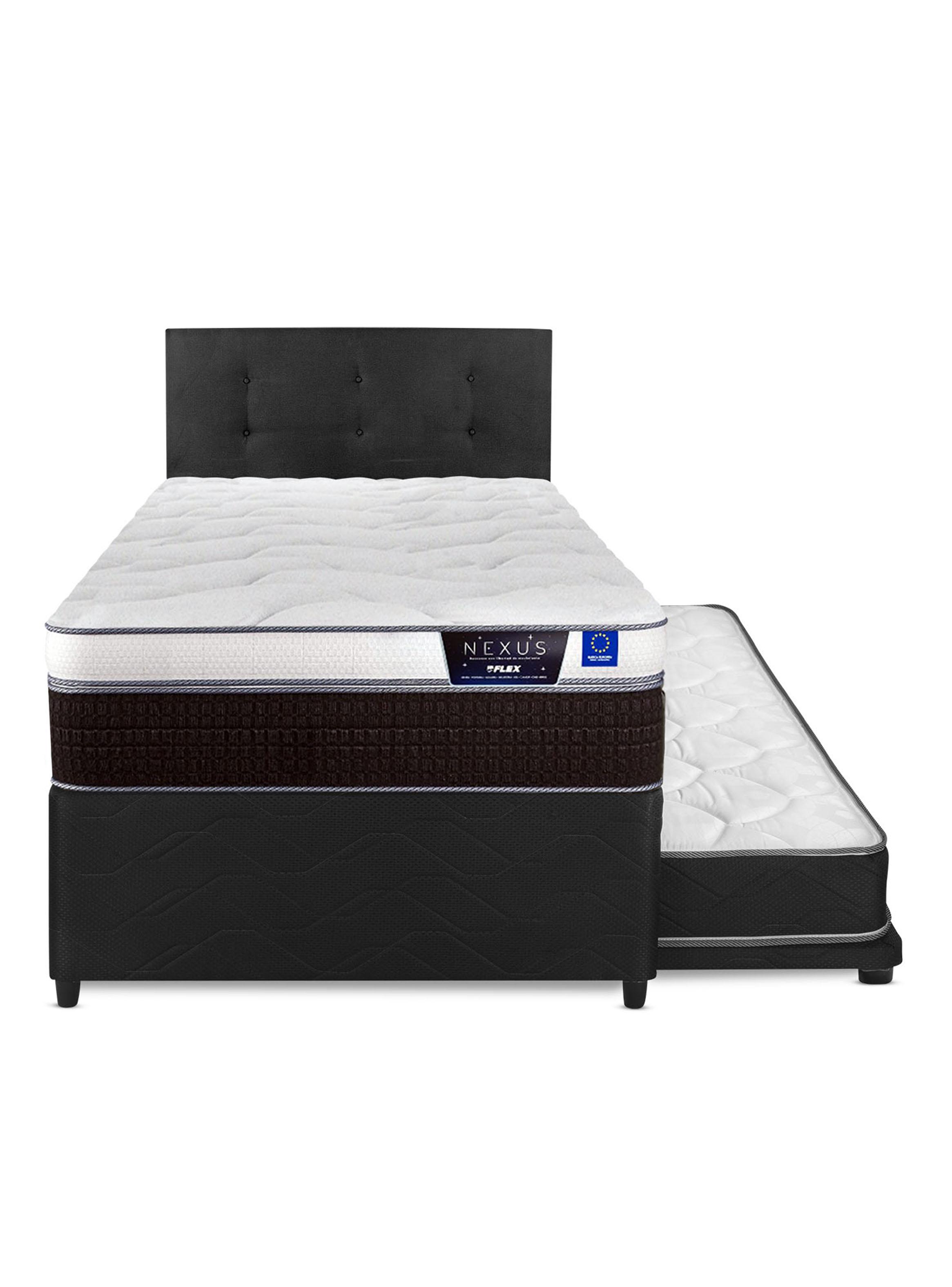 Diván Cama Negro Nexus 1.5 Plazas Box + Respaldo Royal Negro-2