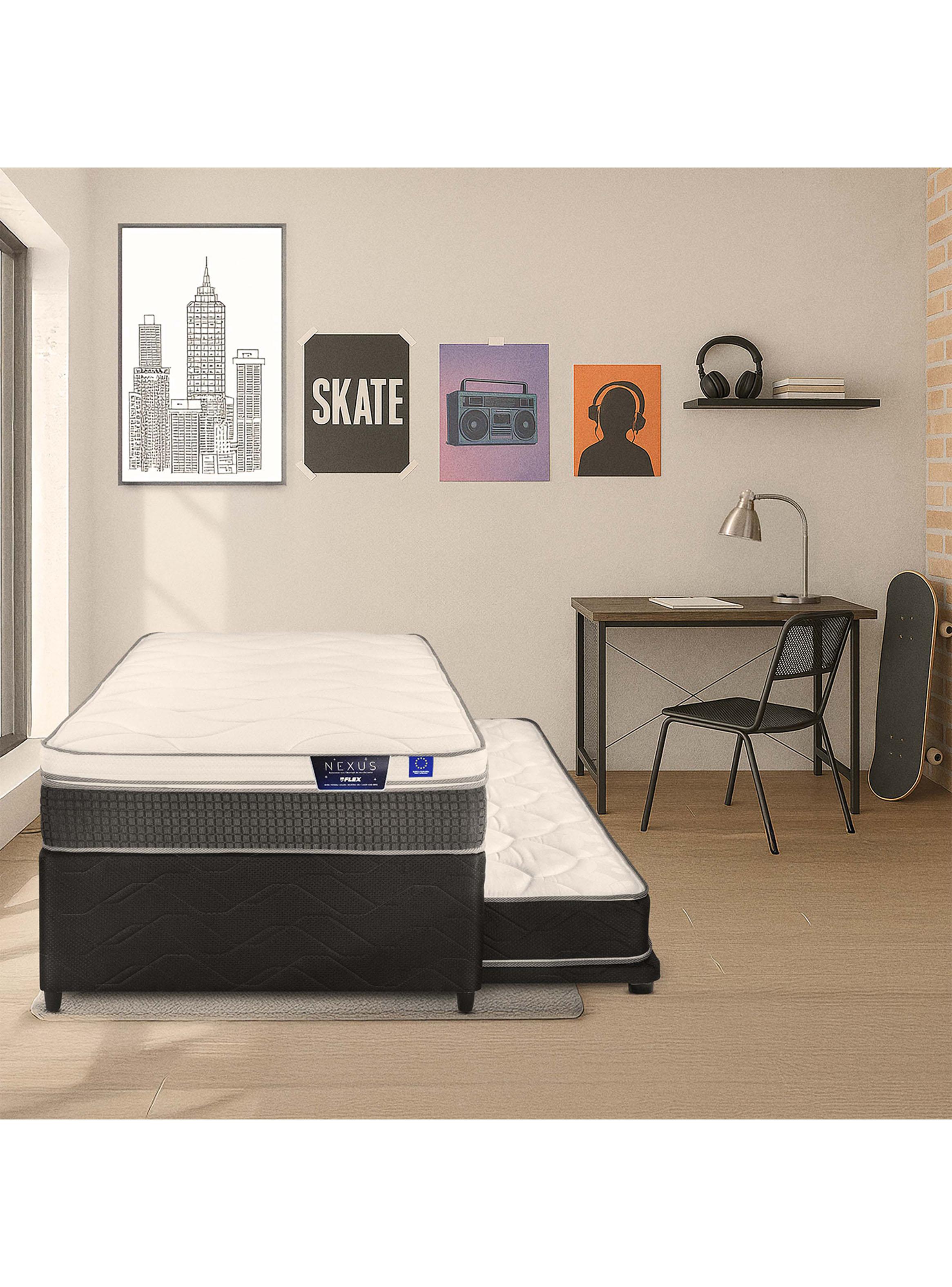 Diván Cama Negro Nexus 1.5 Plazas Box + Respaldo Royal Negro-5