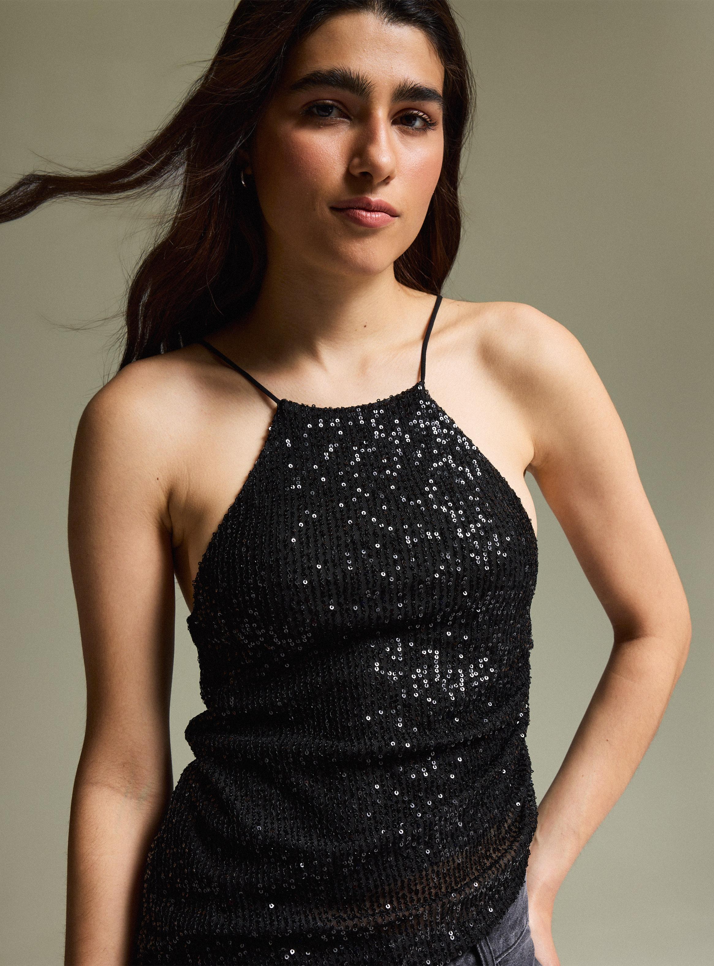 Polera Lentejuelas Cuello Halter-2