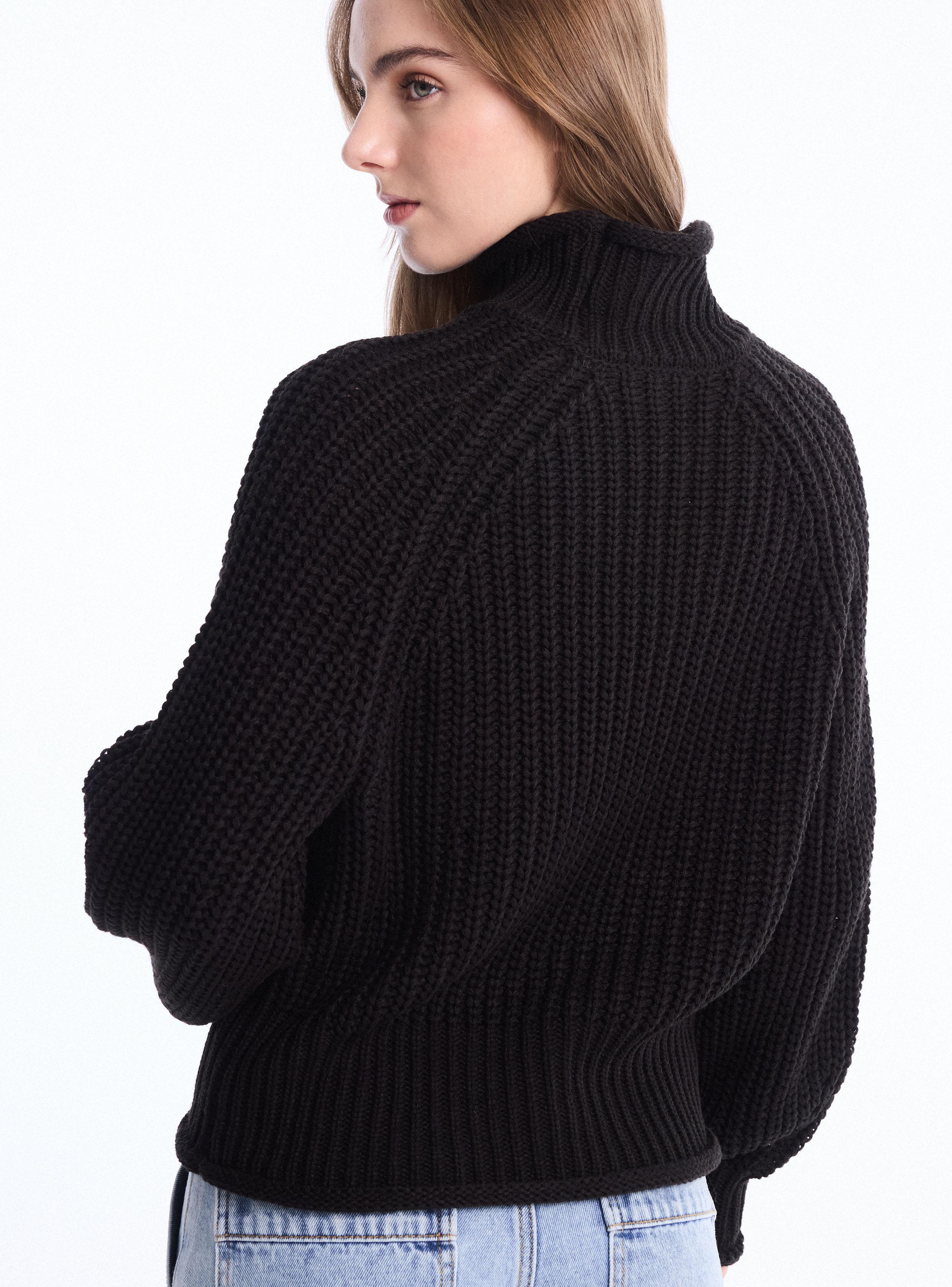 Sweater Básico Cuello Alto Holgado-3